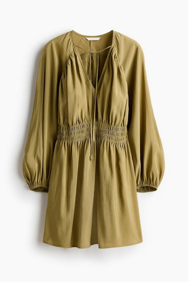 Robe tunique oversize - Vert kaki/Rouge foncé - 1