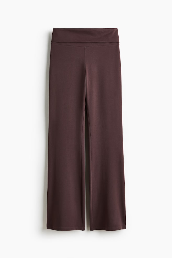 Foldover-Waist Cotton Pants - Plum purple/Dark taupe/Dark brown/Black/Gray melange - 1