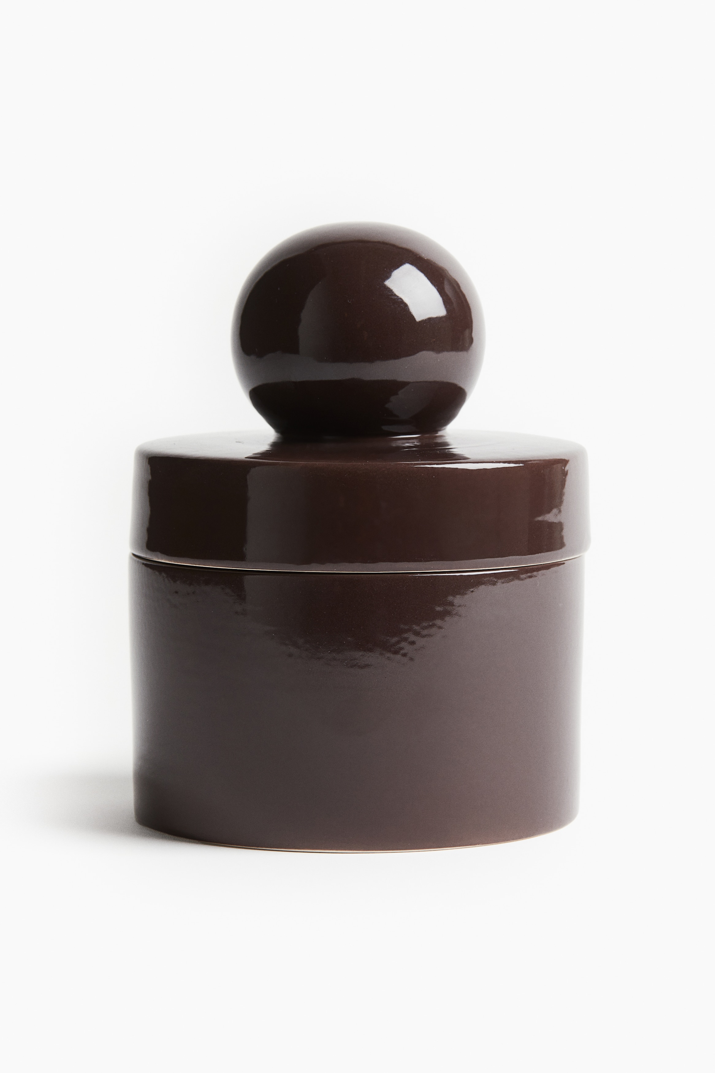 H&M Home  - Small round stoneware box - Dark brown