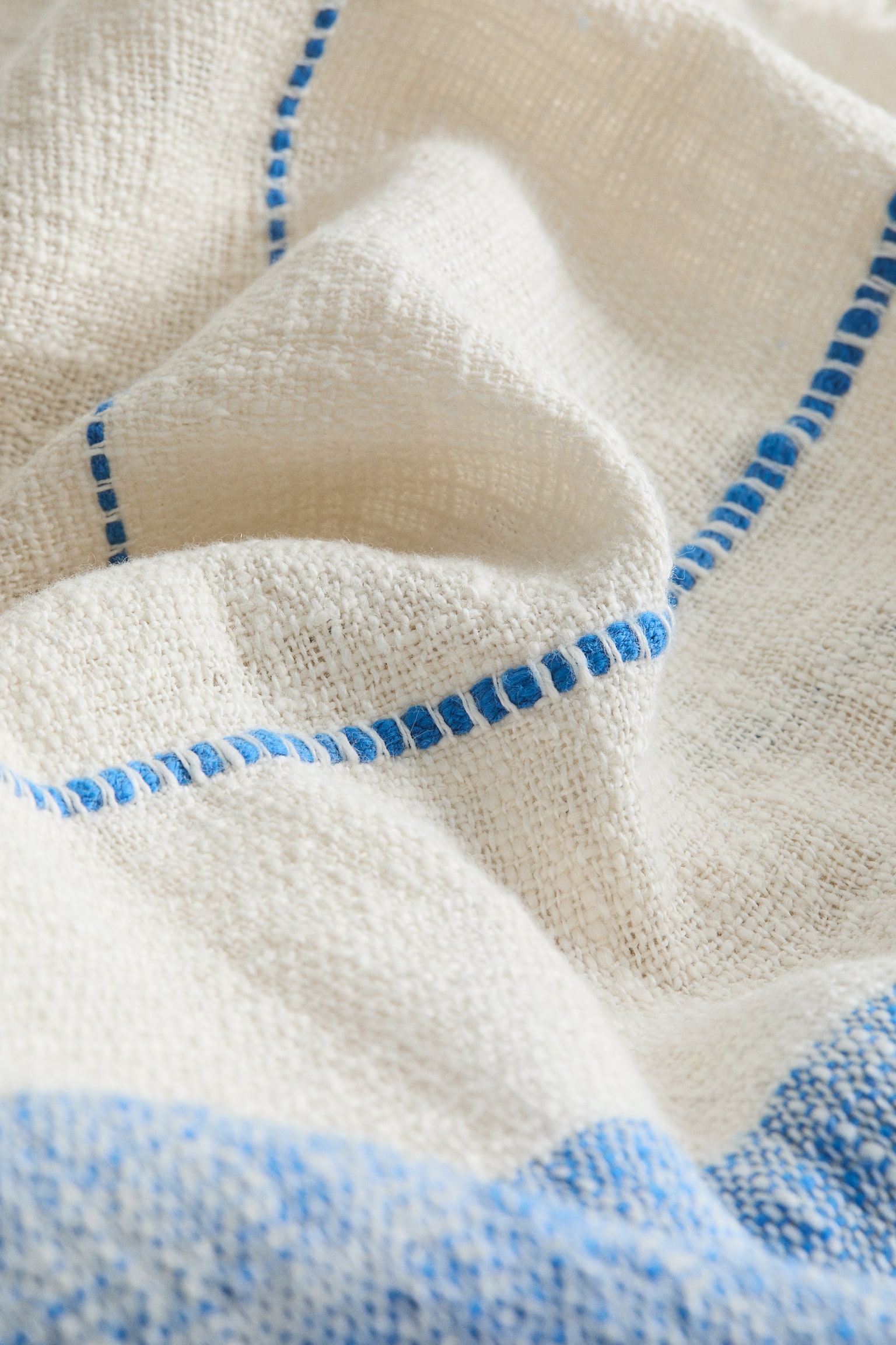 Linen-blend blanket - Blue/Cream/Beige/Cream/Yellow/Cream/Dark grey/Cream - 5