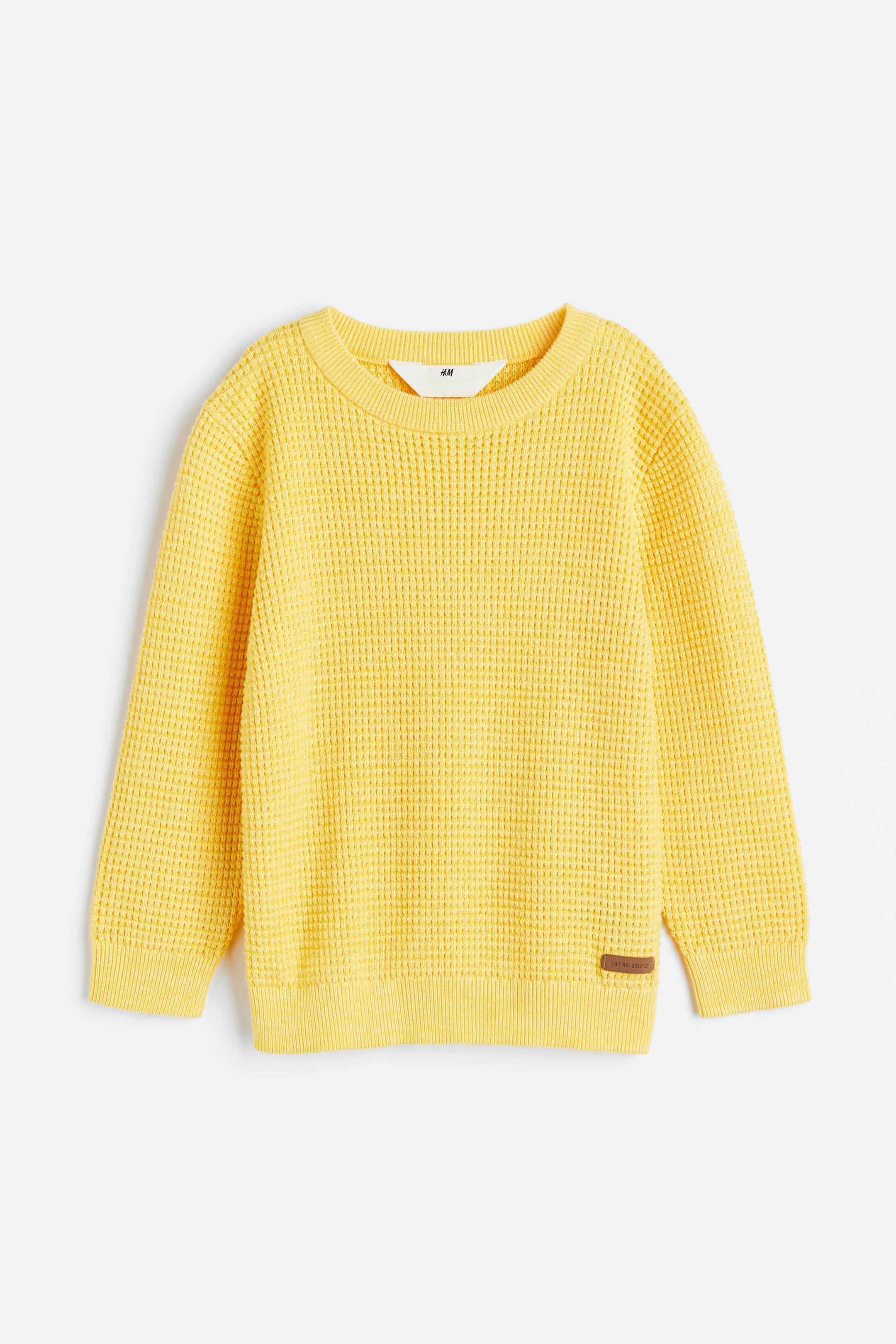 コットンワッフルニットセーター - イエロー - Kids | H&M JP