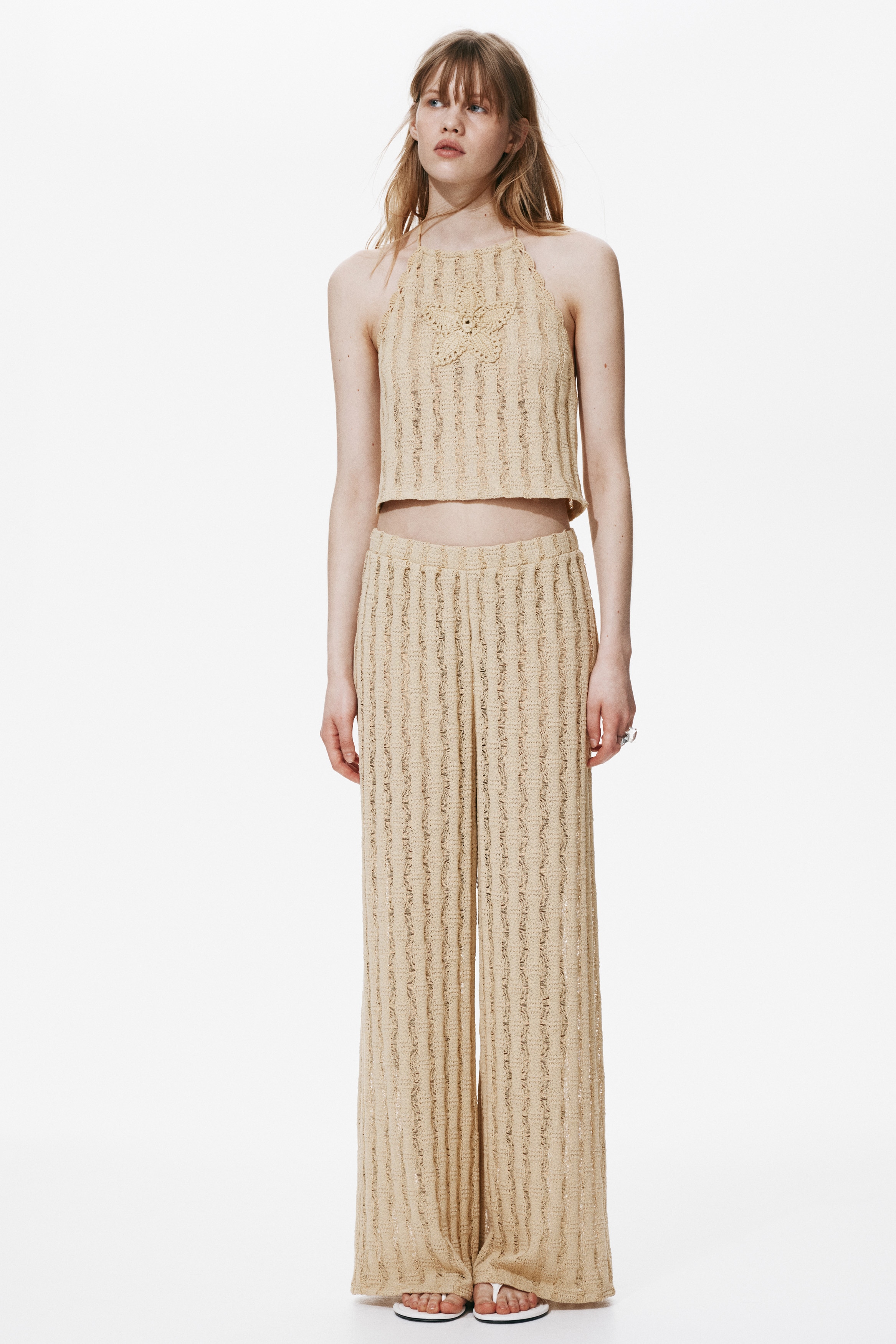 Women's Beige Knit Pull-On Pants | H&M US