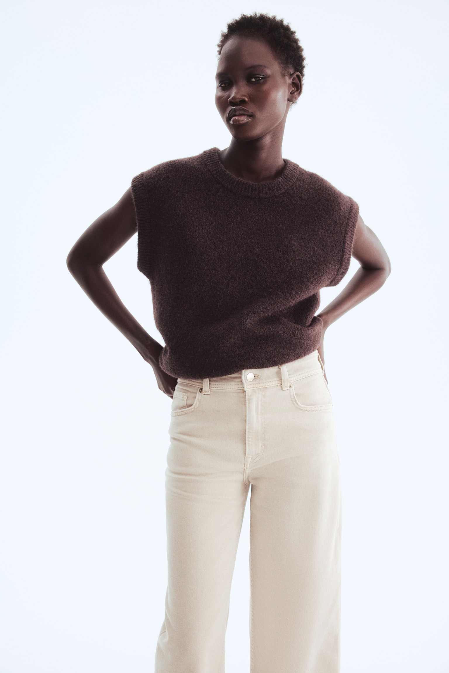 Wide High Waist Ankle Jeans - Beige/Denimblå/Vit/Mörk denimblå/Ljus denimblå - 4