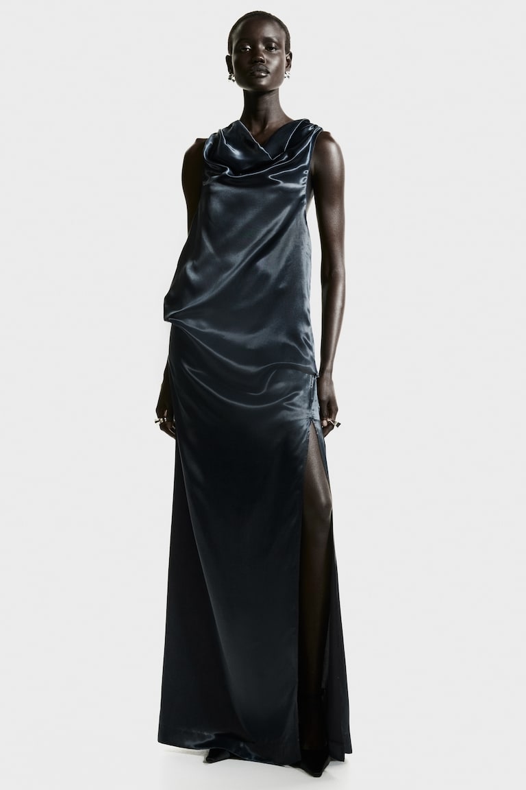 ladies sparkly dresses Sequin Round Neck Slit Dress – Camino Las Palmas