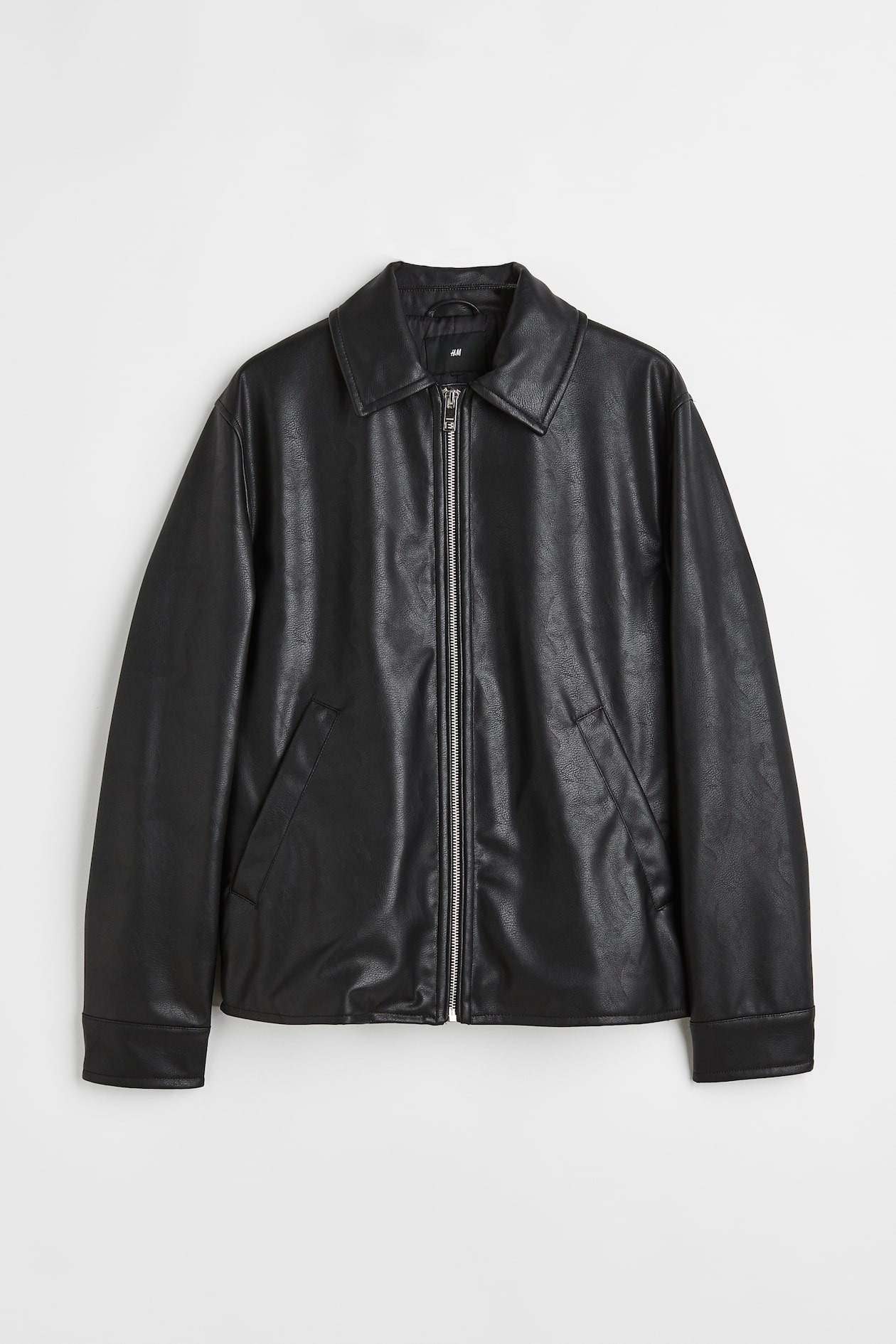 Faux Leather Jacket - Long sleeve - Regular length - Black - Men | H&M US