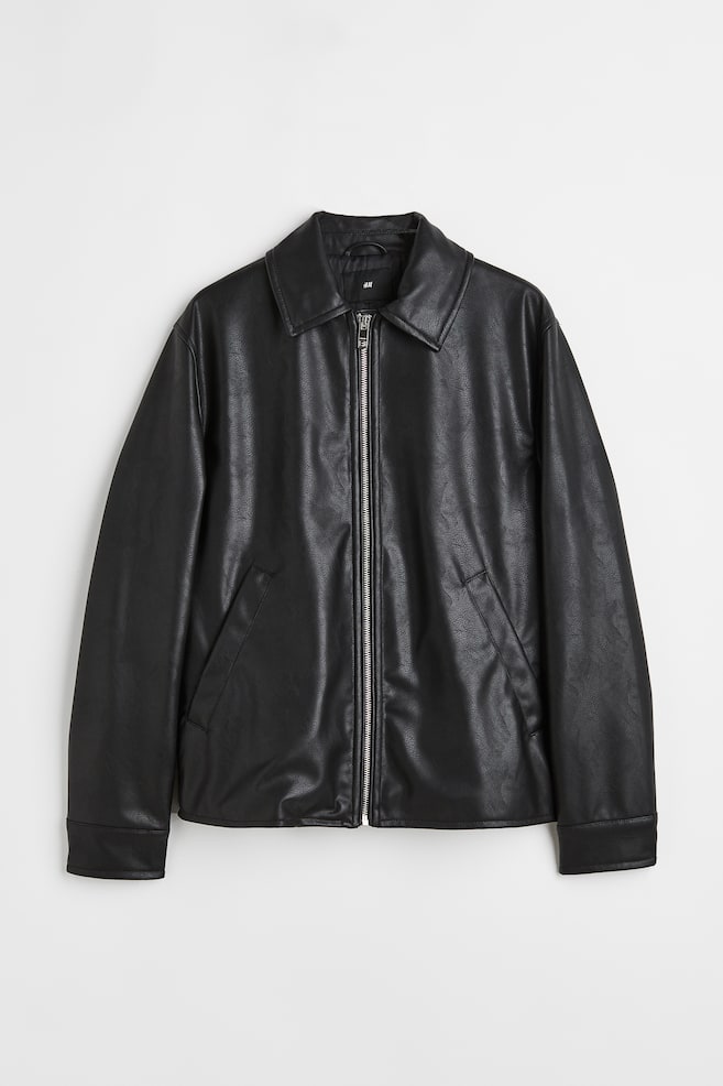 Imitation leather jacket - Black - 1