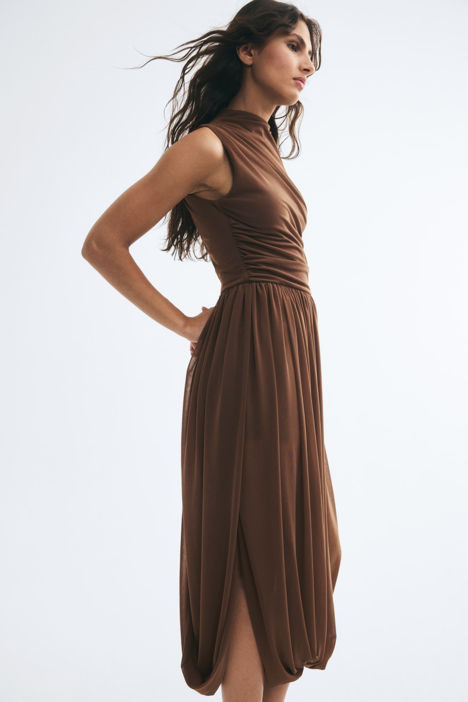 Женское платье H&M Draped Jersey Dress, цвет: Тёмный коричневый — фото 3