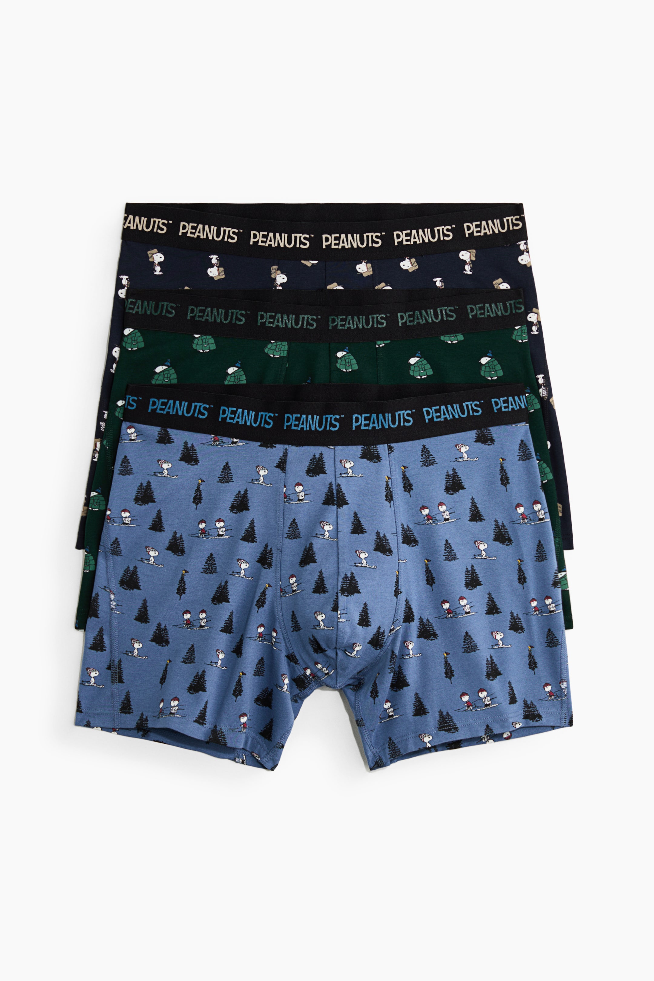 View larger image: 3-pack print-motif cotton trunks - Blue/Snoopy - Men | H&M 1