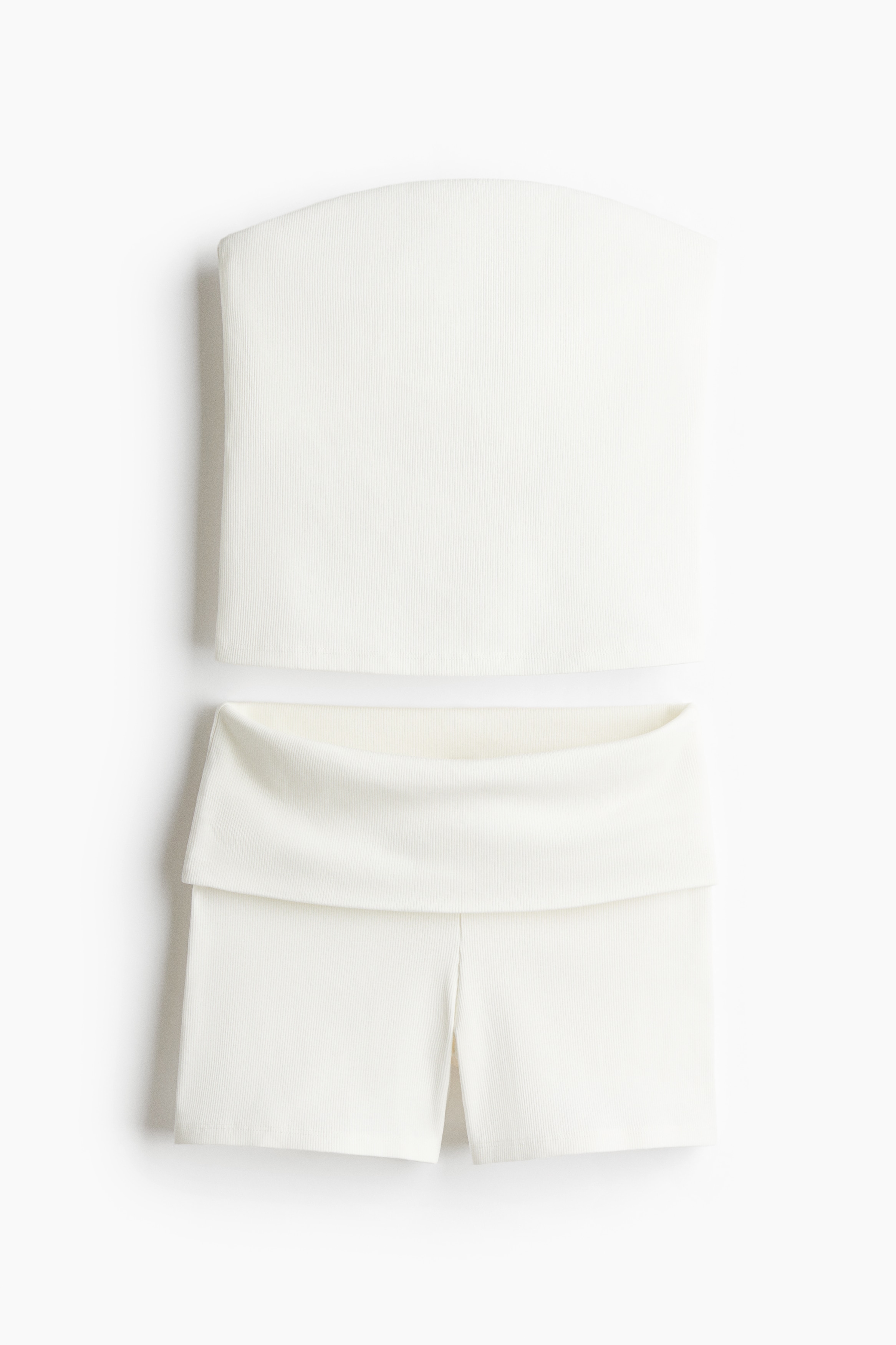 Σετ 2 τεμαχίων με στράπλες τοπ και σορτς - Λευκό/Πράσινο/ριγέ