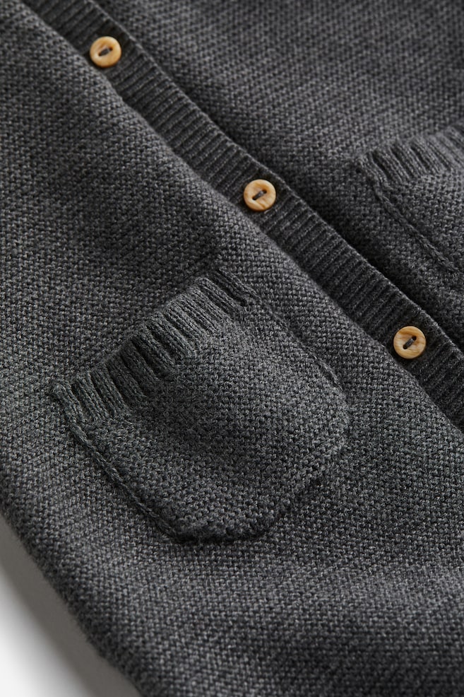 Knitted cotton all-in-one suit - Dark grey marl/Light beige/Cream - 2