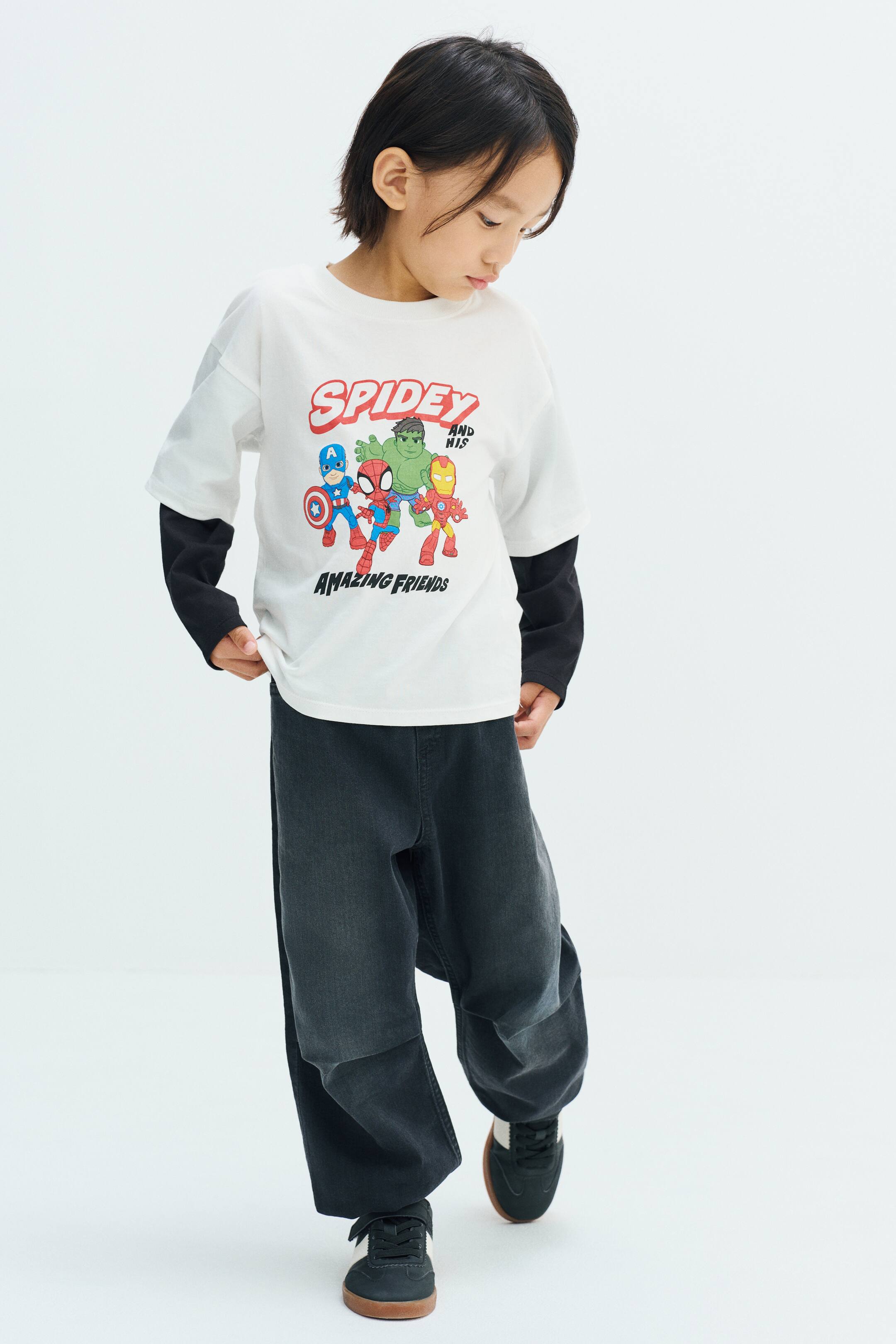 View larger image: Print-motif long-sleeved T-shirt - White/Marvel Comics - Kids | H&M 1