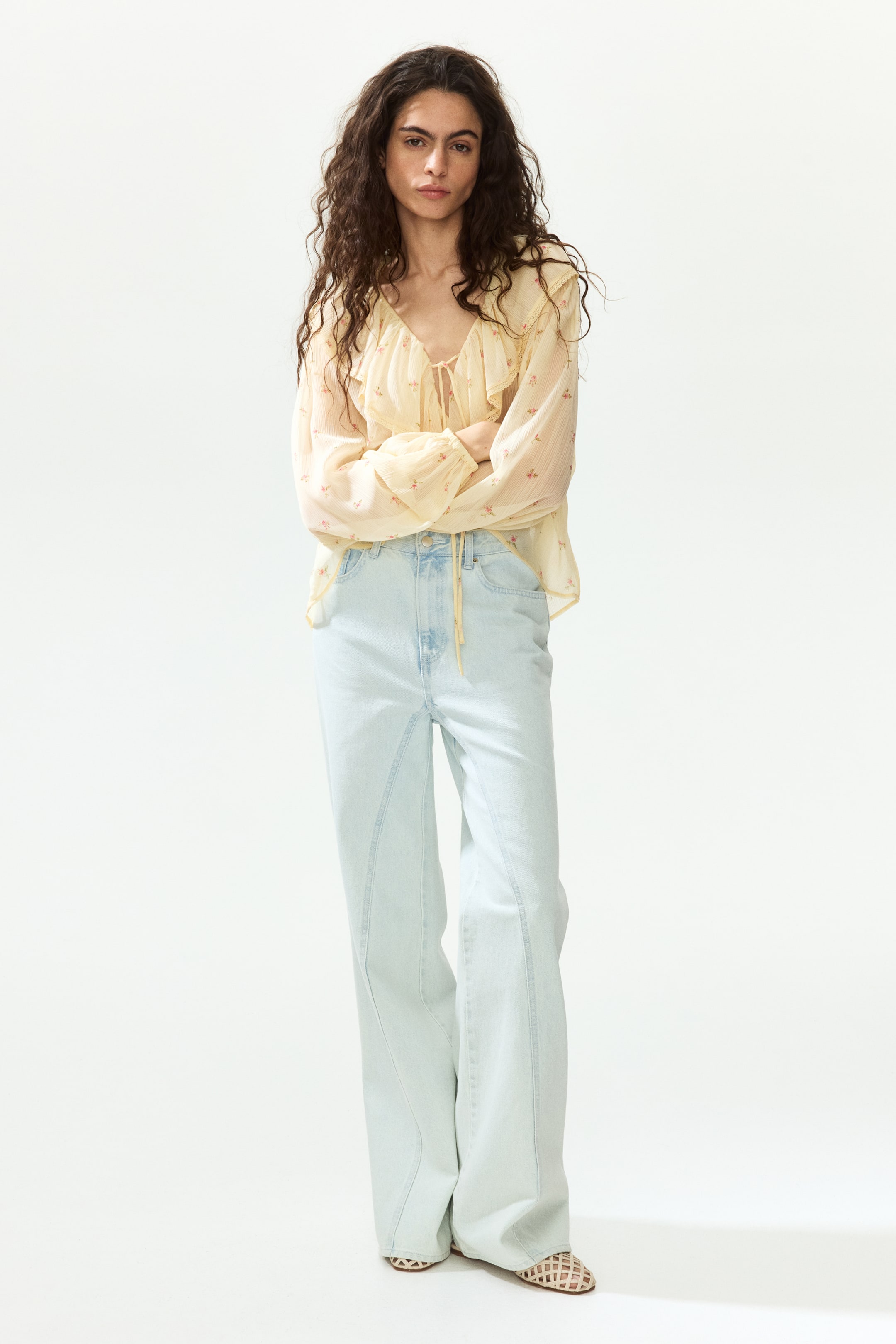Blouse en mousseline froissée