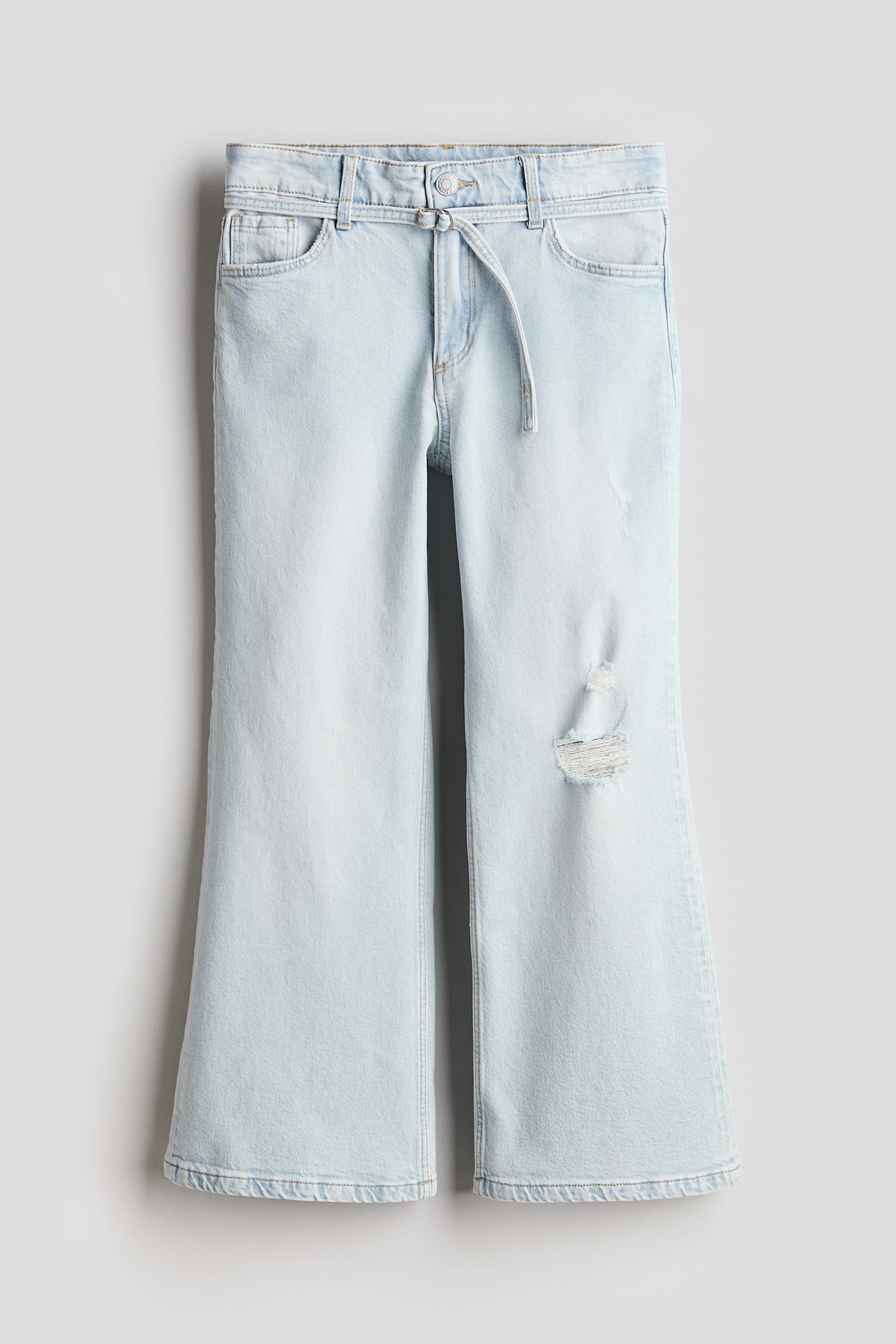 Baggy Fit Bootcut Leg Jeans - Pale denim blue/Denim blue/Rhinestones/Light denim blue - 1