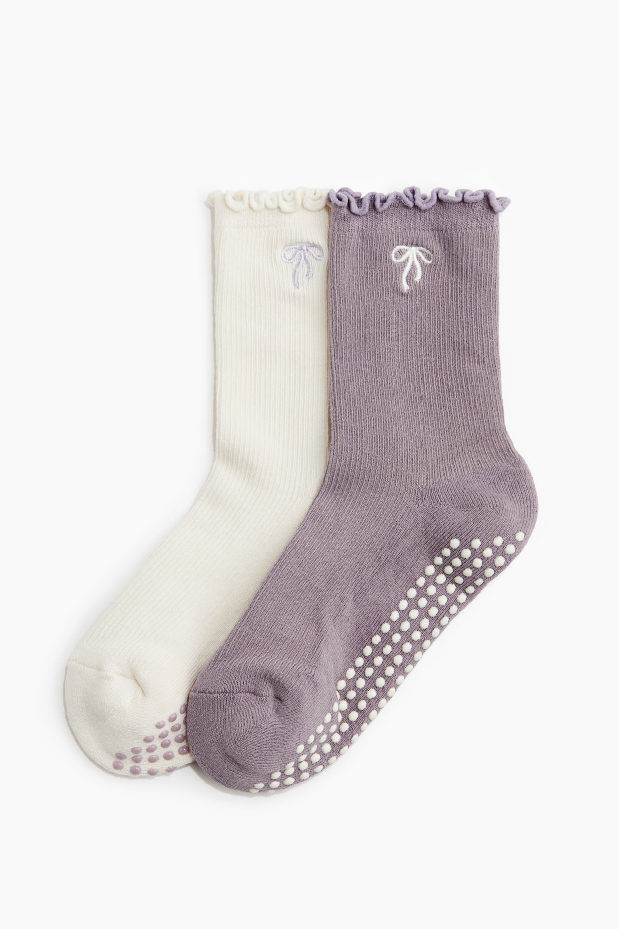 Lot 4 Paires Chaussettes Antidérapantes Filles 6-8 Ans – Grip Yoga Danse Ballet Pilates – Noir & Rose