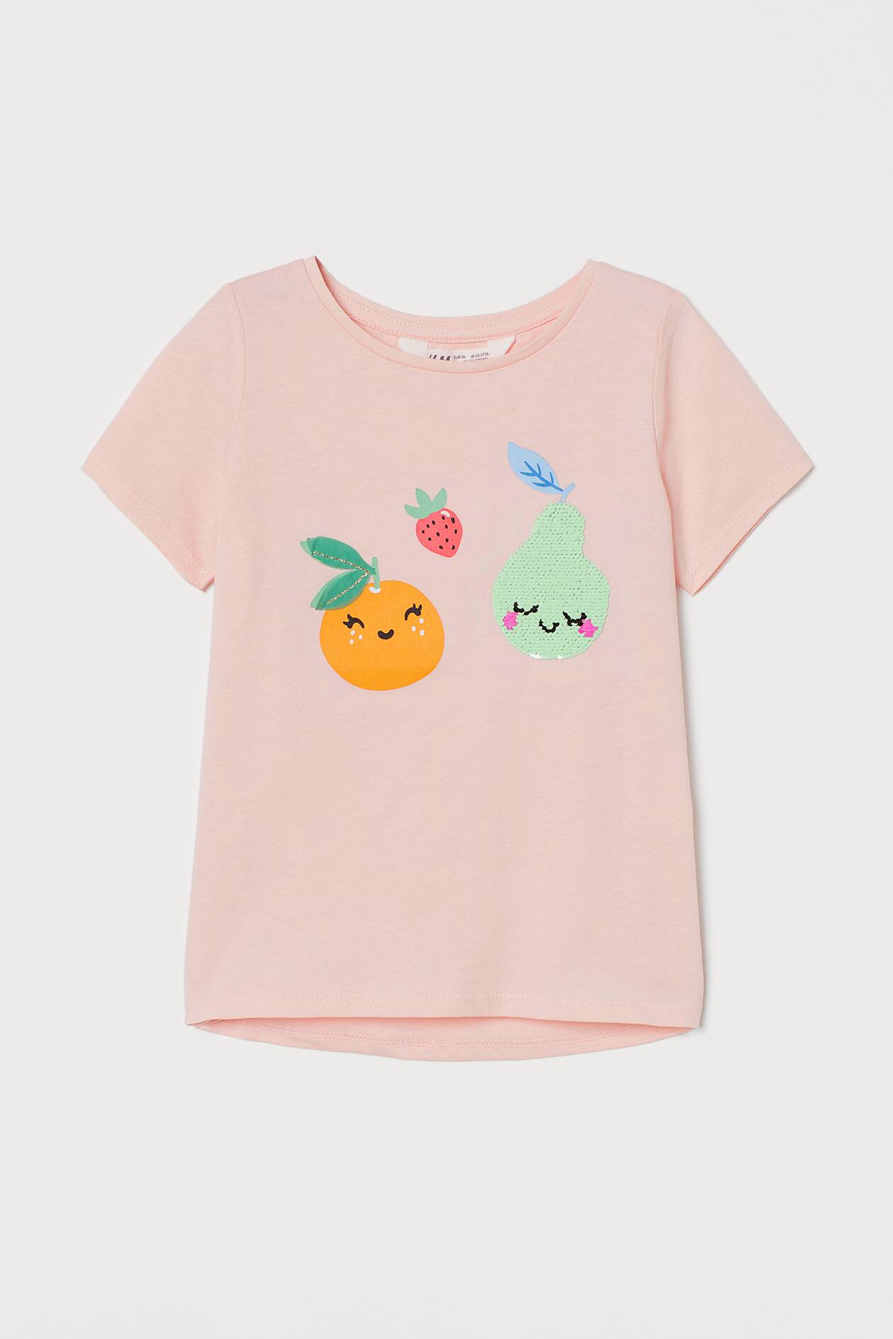 Top - Round Neck - Short sleeve - Light pink/fruit - Kids | H&M US