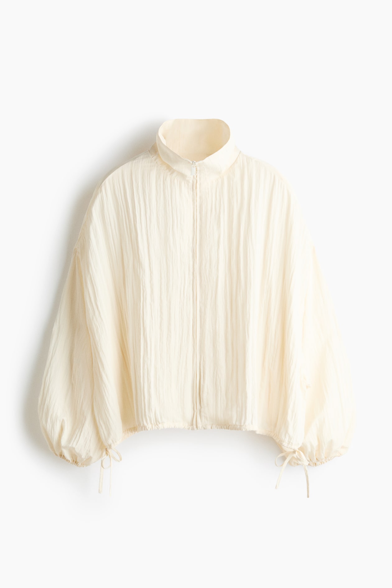 Crinkled Drawstring-Detail Jacket