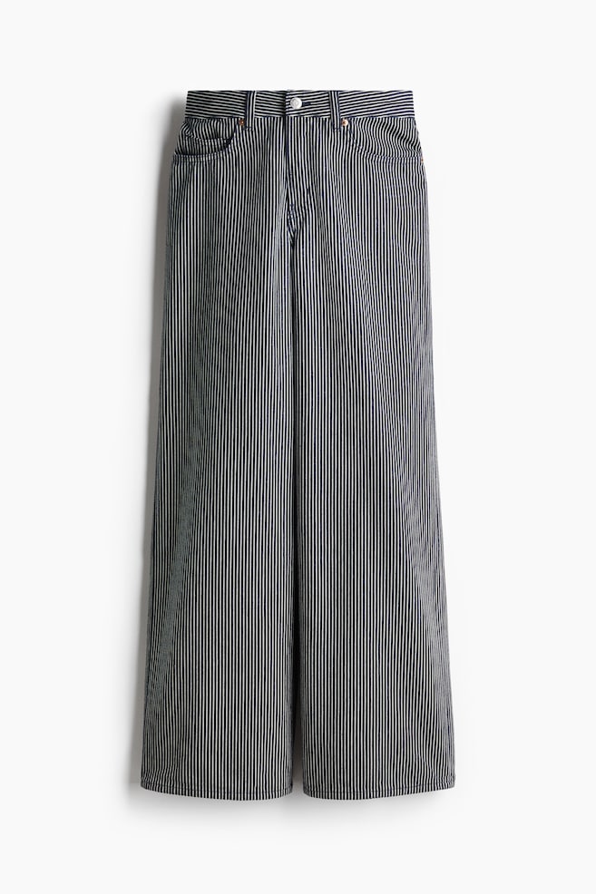 Wide jeans - Dark denim blue/Striped/Light beige/Leopard-print - 1