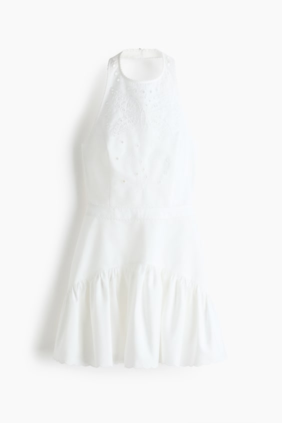 Женские платья H&M Halterneck Dress with Eyelet Embroidery