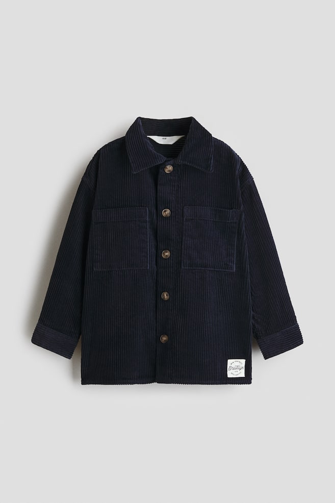 Cotton Corduroy Overshirt - Navy blue/Taupe - 1