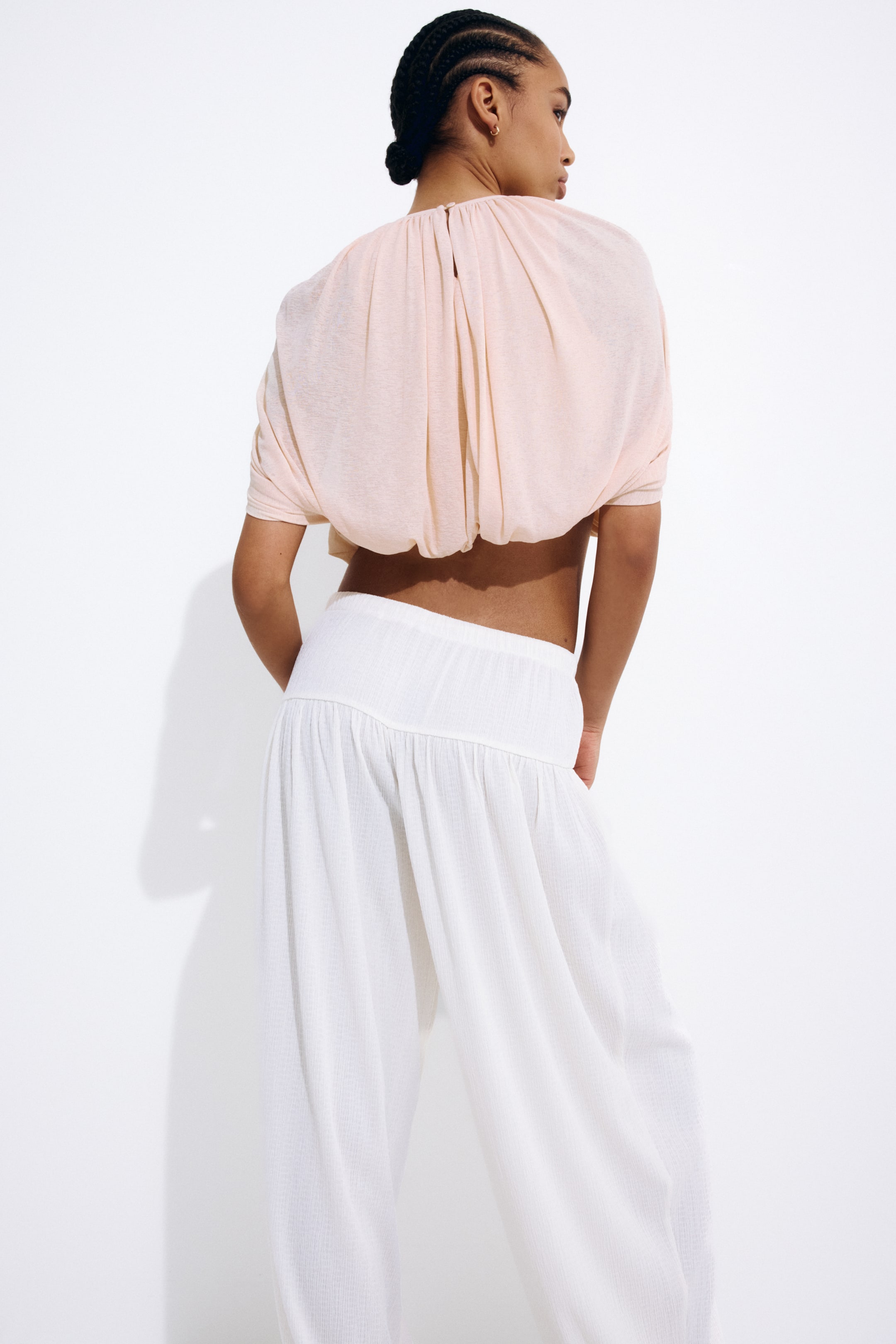 Fine-Knit Bubble-Hem Top