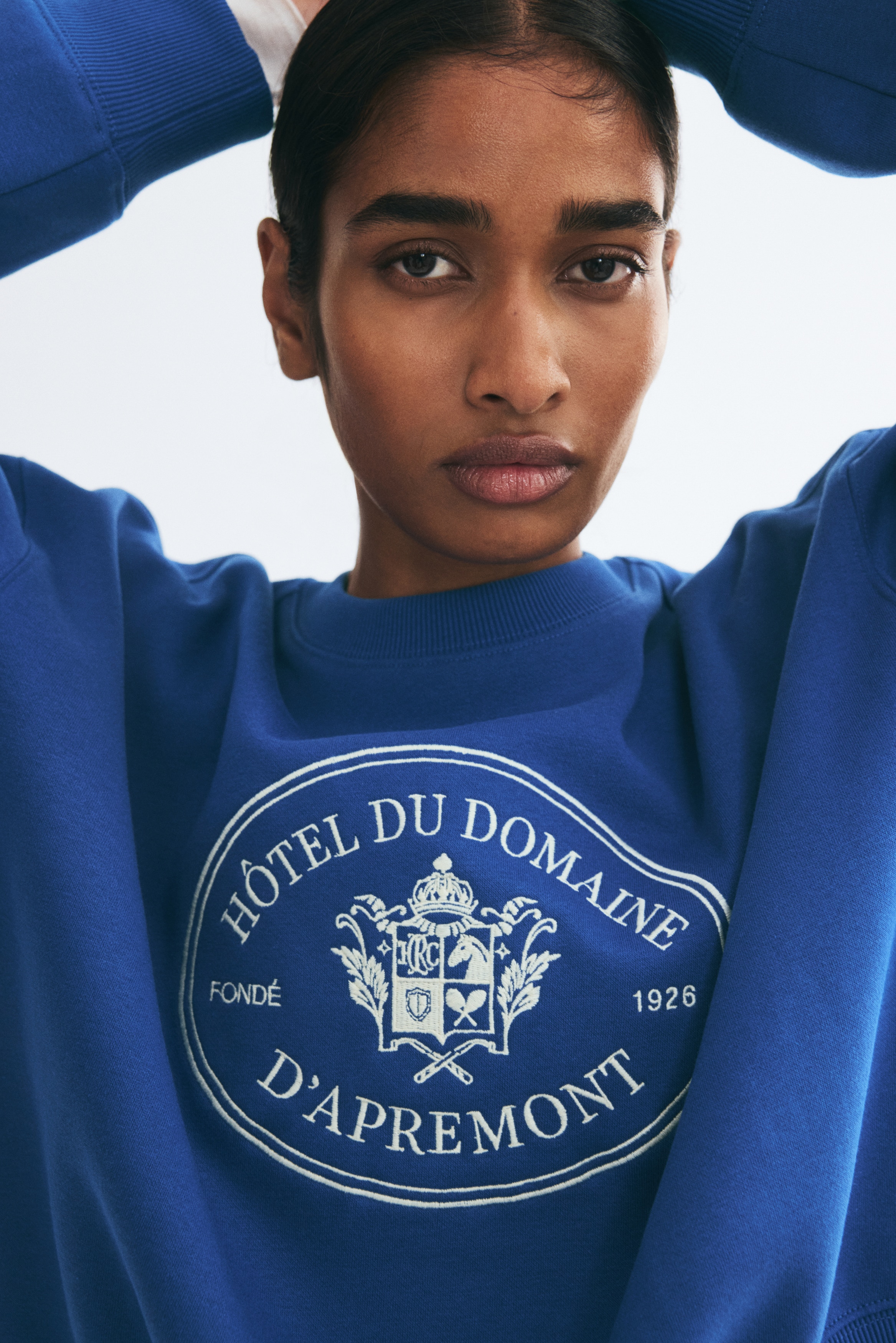 Print-motif sweatshirt - Blue/Hôtel Du Domaine