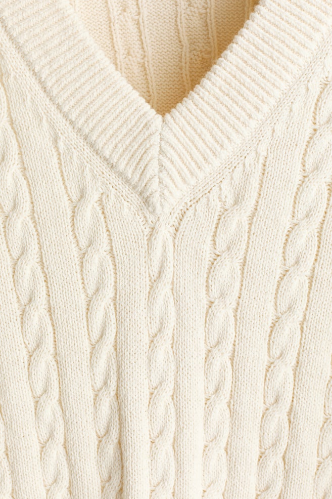 Regular-Fit Cable-Knit Sweater - White - 3