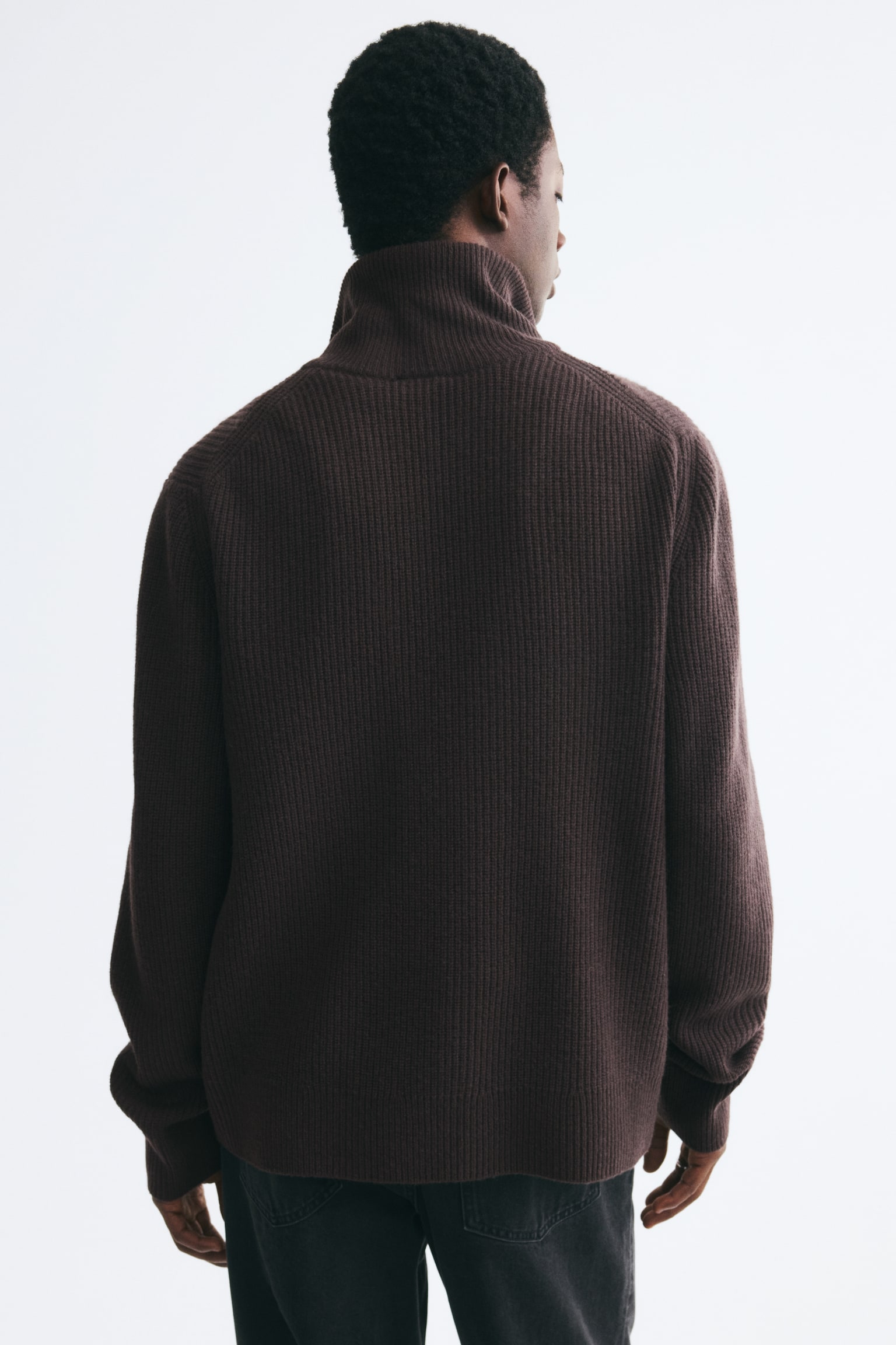 Мужской кардиган H&M Regular-Fit Wool with Zipper, цвет: Тёмный коричневый — фото 6