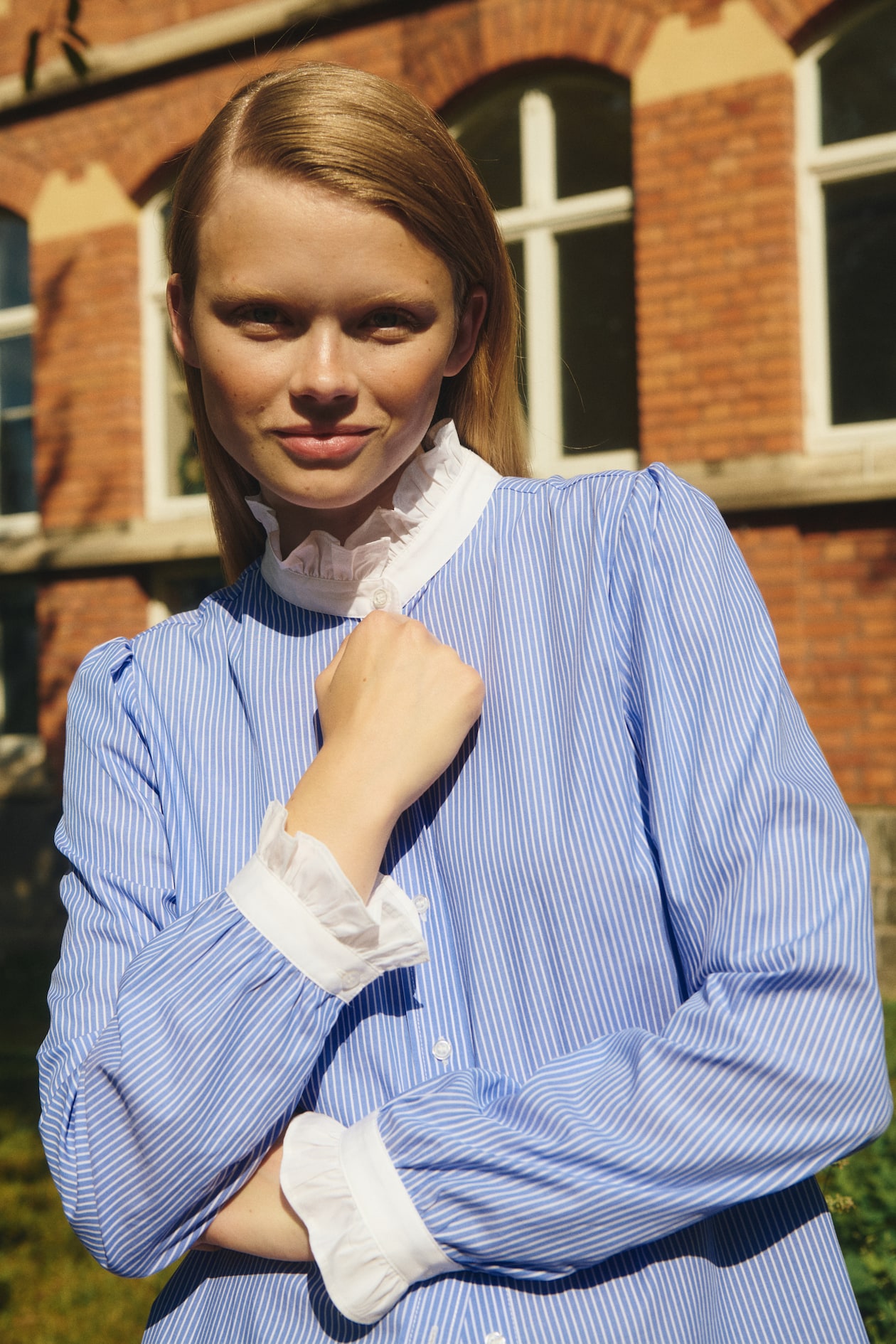 Blouse with Ruffled Collar - image 2