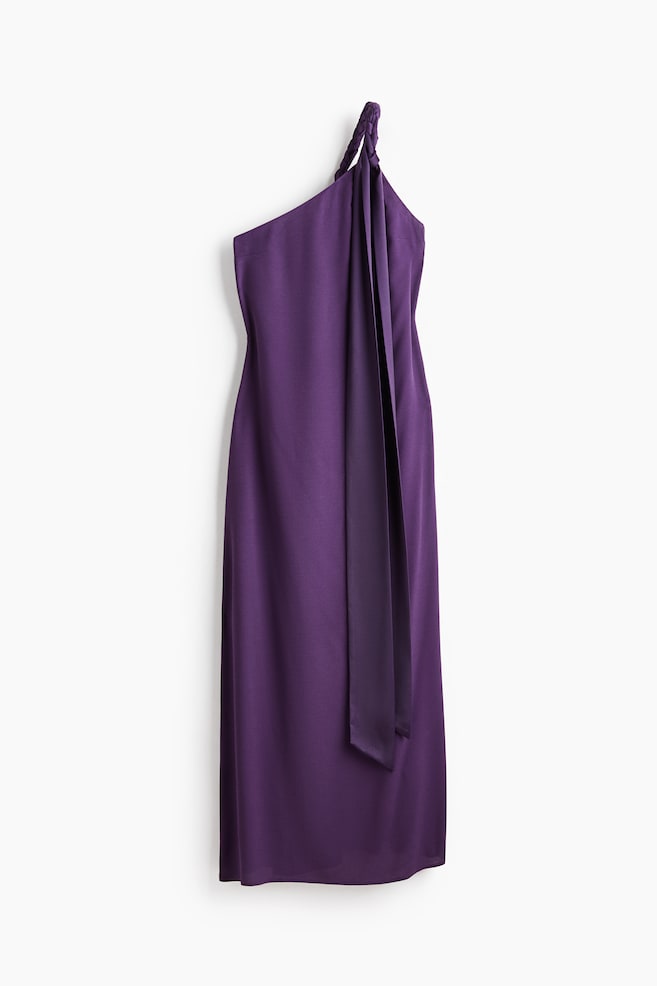 Braided-detail one-shoulder dress - Purple - 1