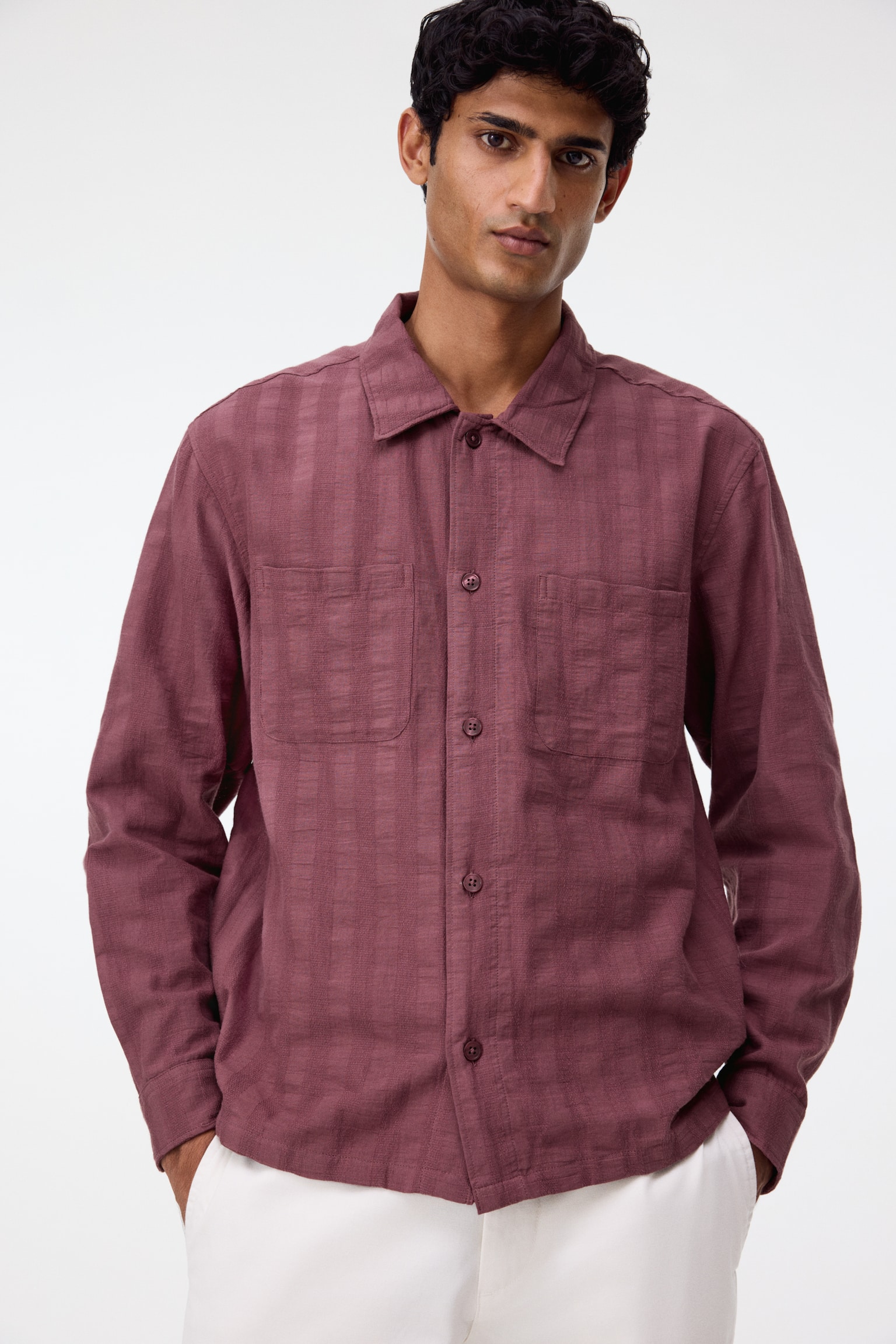 Regular Fit Textured cotton shirt - Red/Green/Light yellow - 6