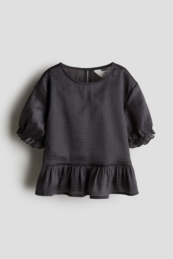 Peplum blouse - Dark grey/Light yellow/Spotted - 1