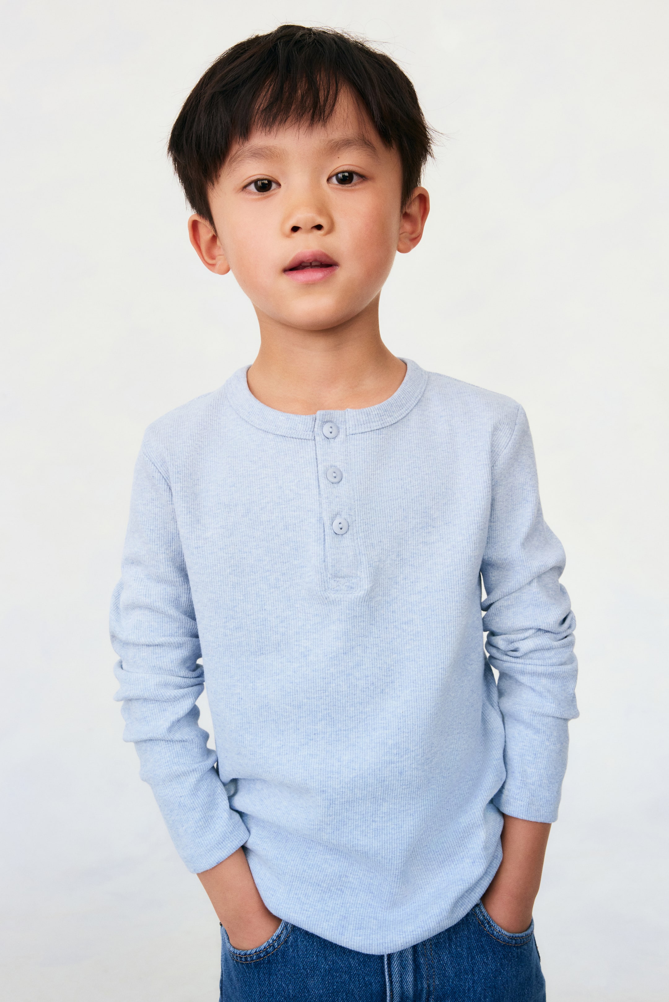 Ver imagem maior: Camisola em algodão com botões - Azul claro - CRIANÇA | H&M PT 1