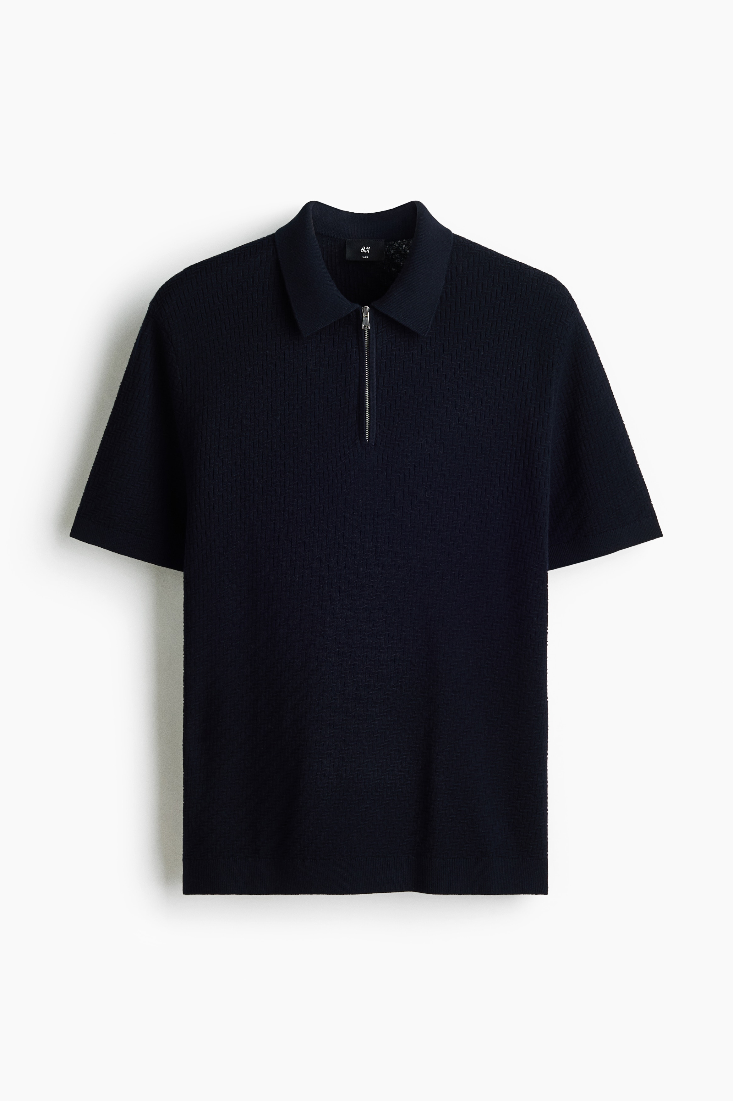Top polo o strukturalnej powierzchni Slim Fit - Granatowy/Czarny/Beżowy/Ciemnobrązowy