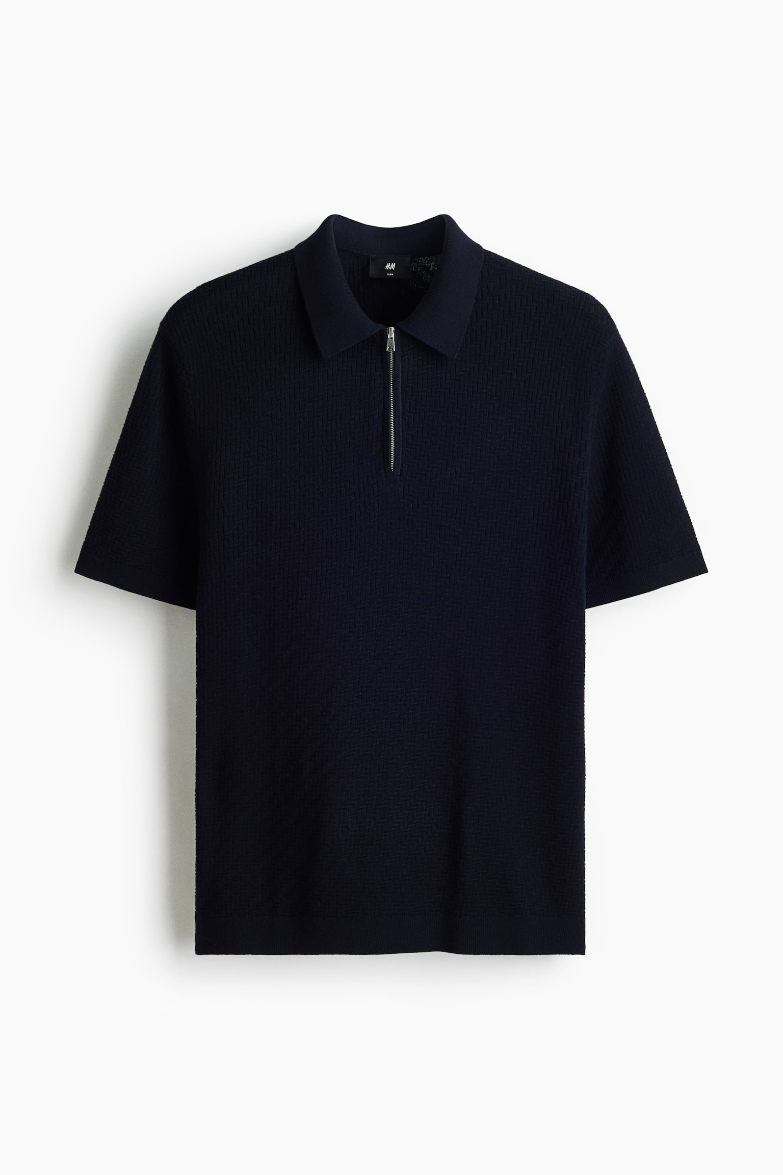 Polo com textura Slim Fit - Azul marinho/Preto/Castanho escuro/Bege - 1