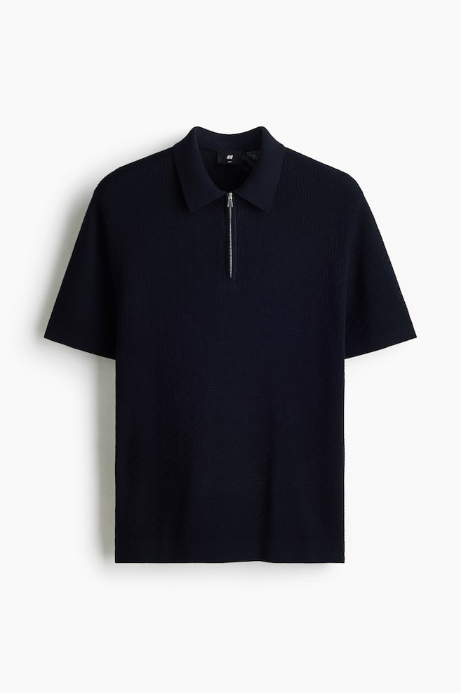 Slim-Fit Textured Polo Shirt - Navy blue/Beige/Dark brown/Black - 1