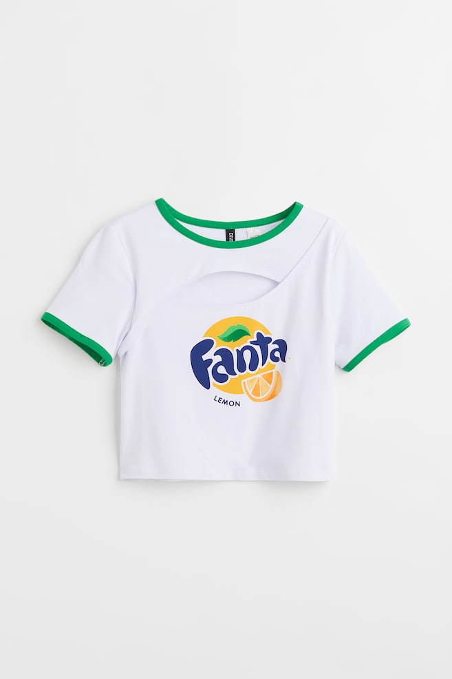 Printed cut-out top - White/Fanta - 2