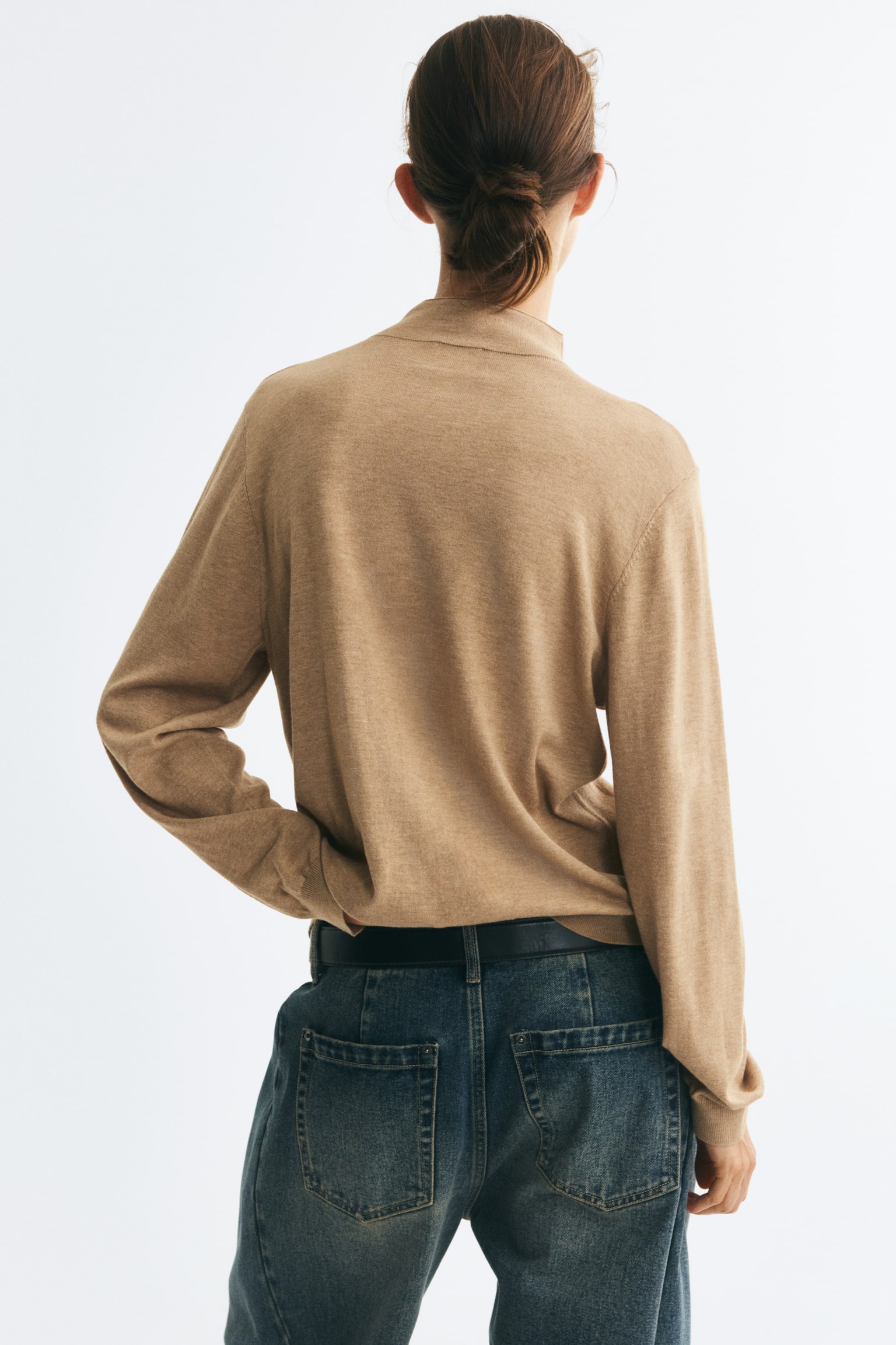 Женский кардиган H&M Mock Turtleneck, цвет: Бежевый меланжевый — фото 6