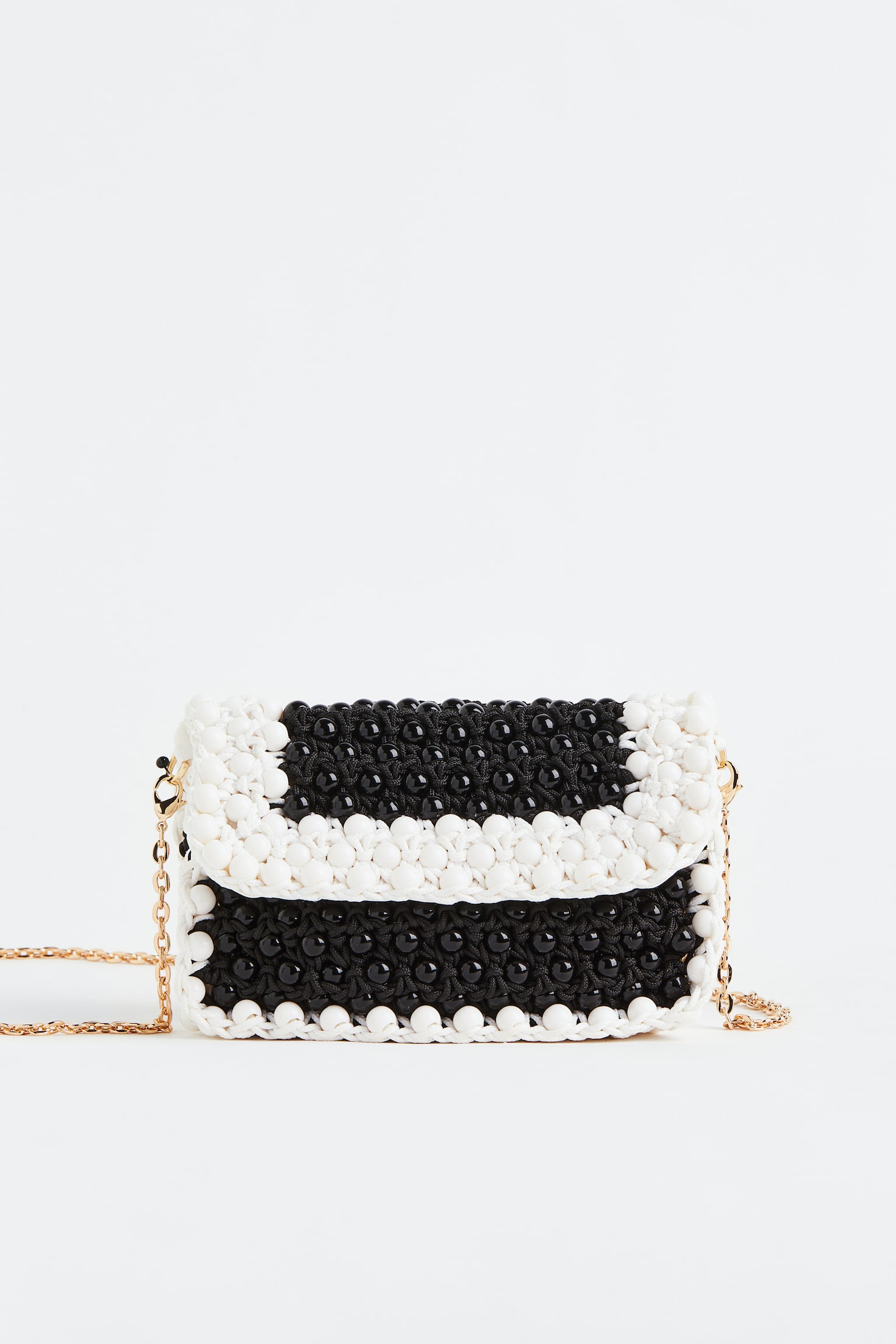 Beaded Handbag - Black/White - 1