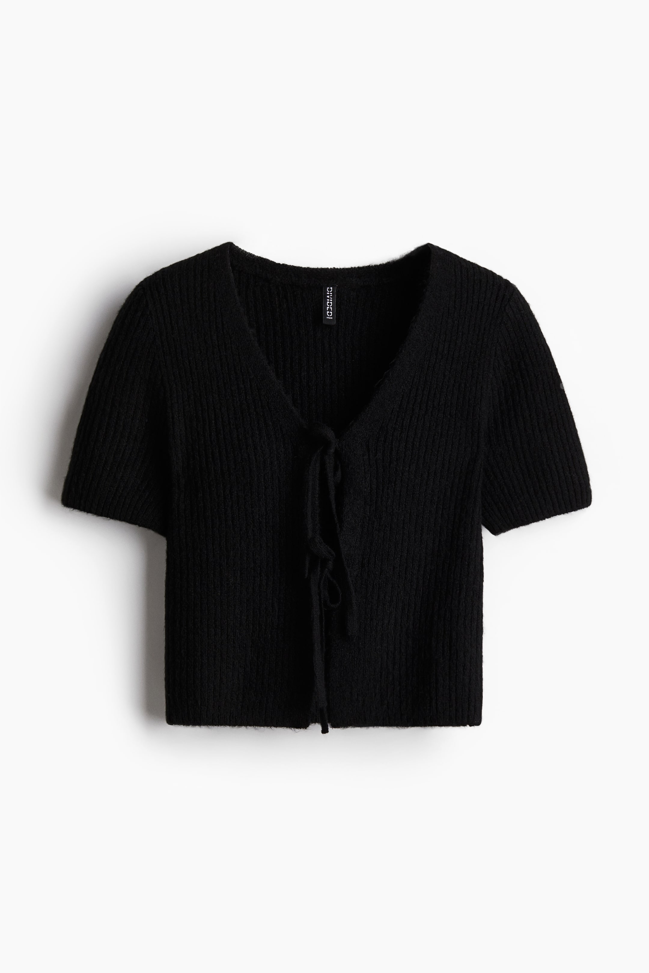 Tie-Detail Rib-Knit Top