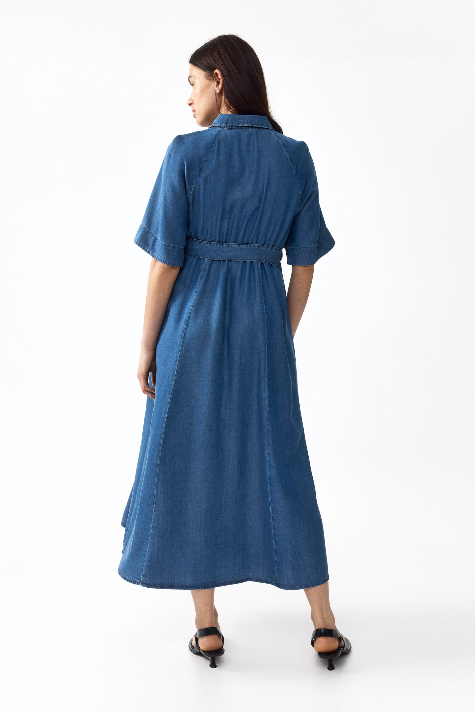 MAMA Tie-belt denim dress-Denim blue - 4