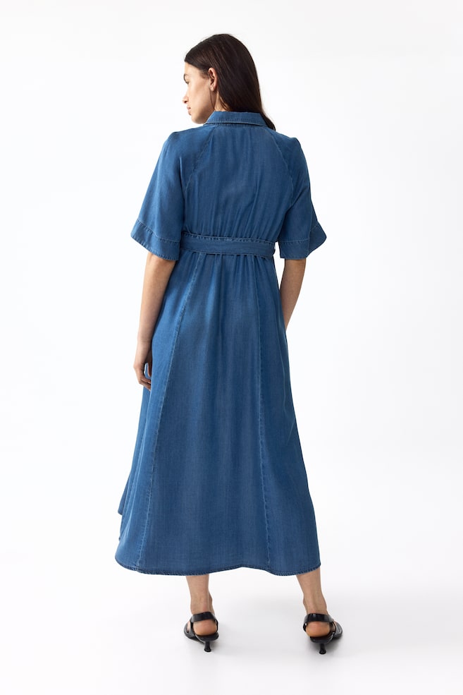 MAMA Tie-belt denim dress-Denim blue - 3