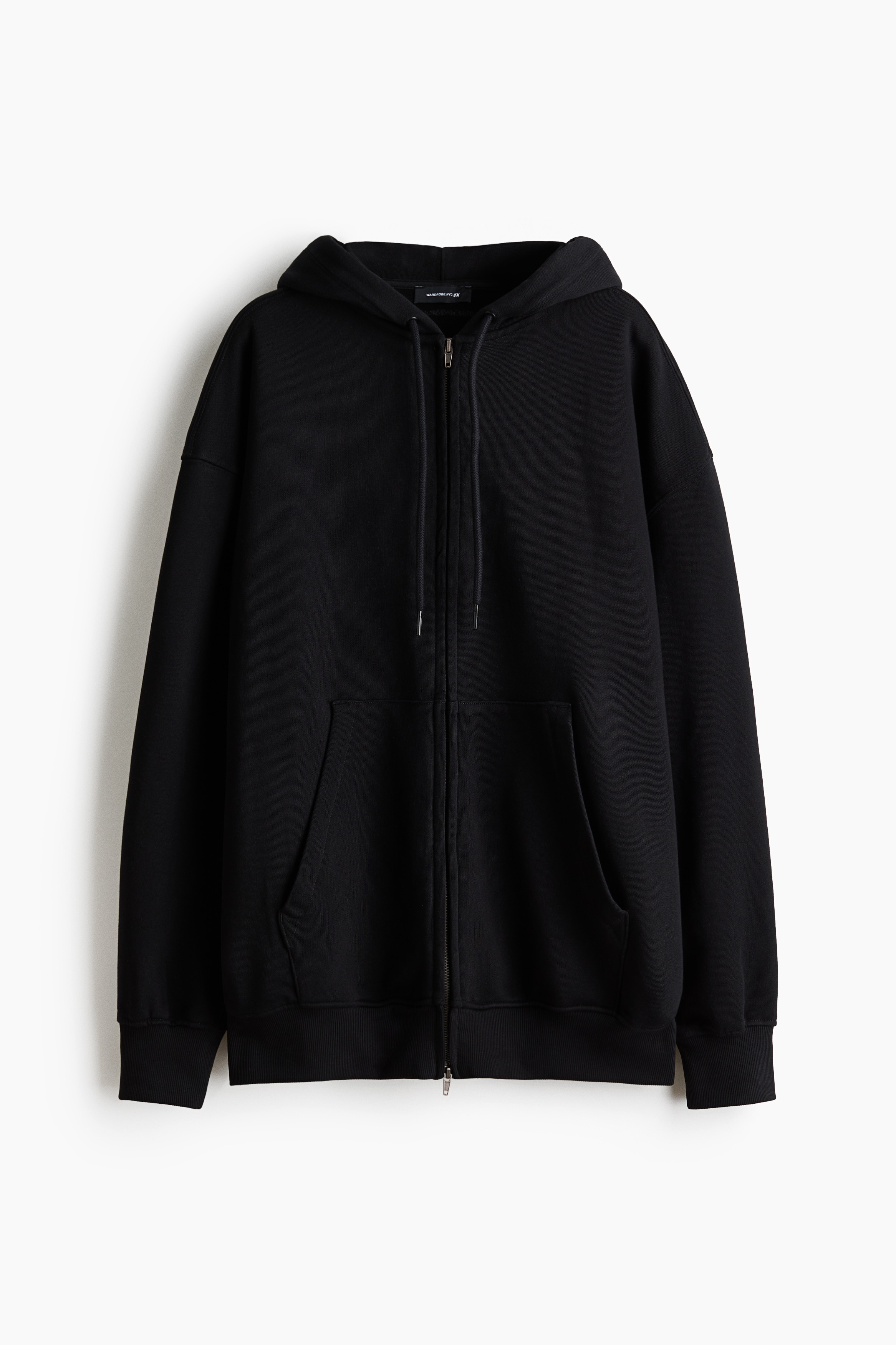 Oversized hoodie med lynlås - Sort