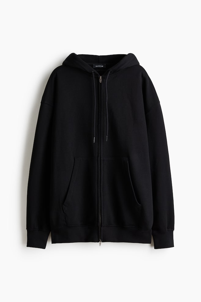 Felpa oversize con cappuccio e cerniera - Nero - 1