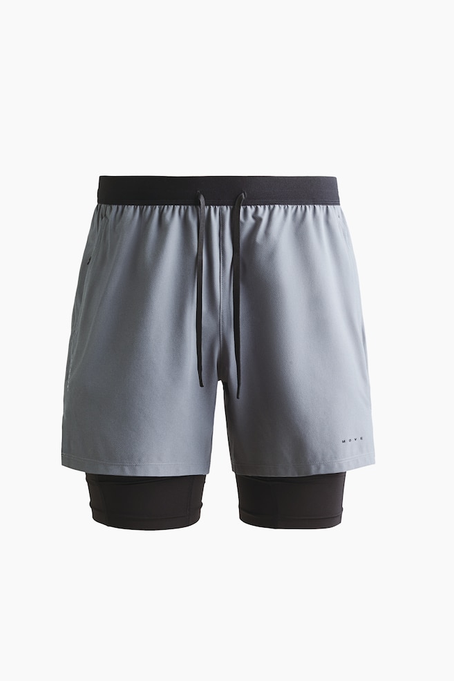 Double-Layered Sports Shorts with DryMove™ - Dusty gray/Dark gray/Brown/Dusty green/Black/Beige/black - 1