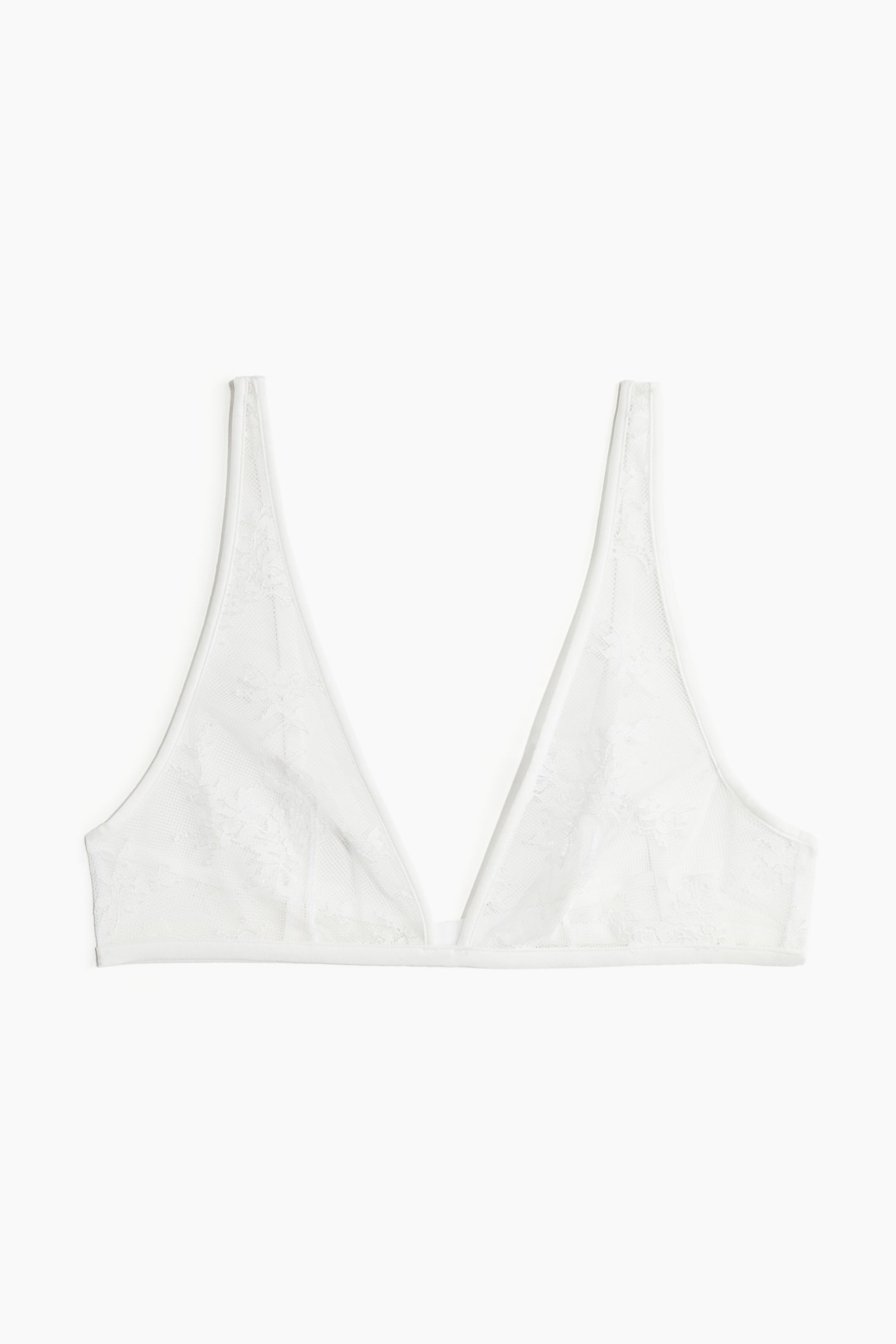 Non-padded soft lace bra - White - 1