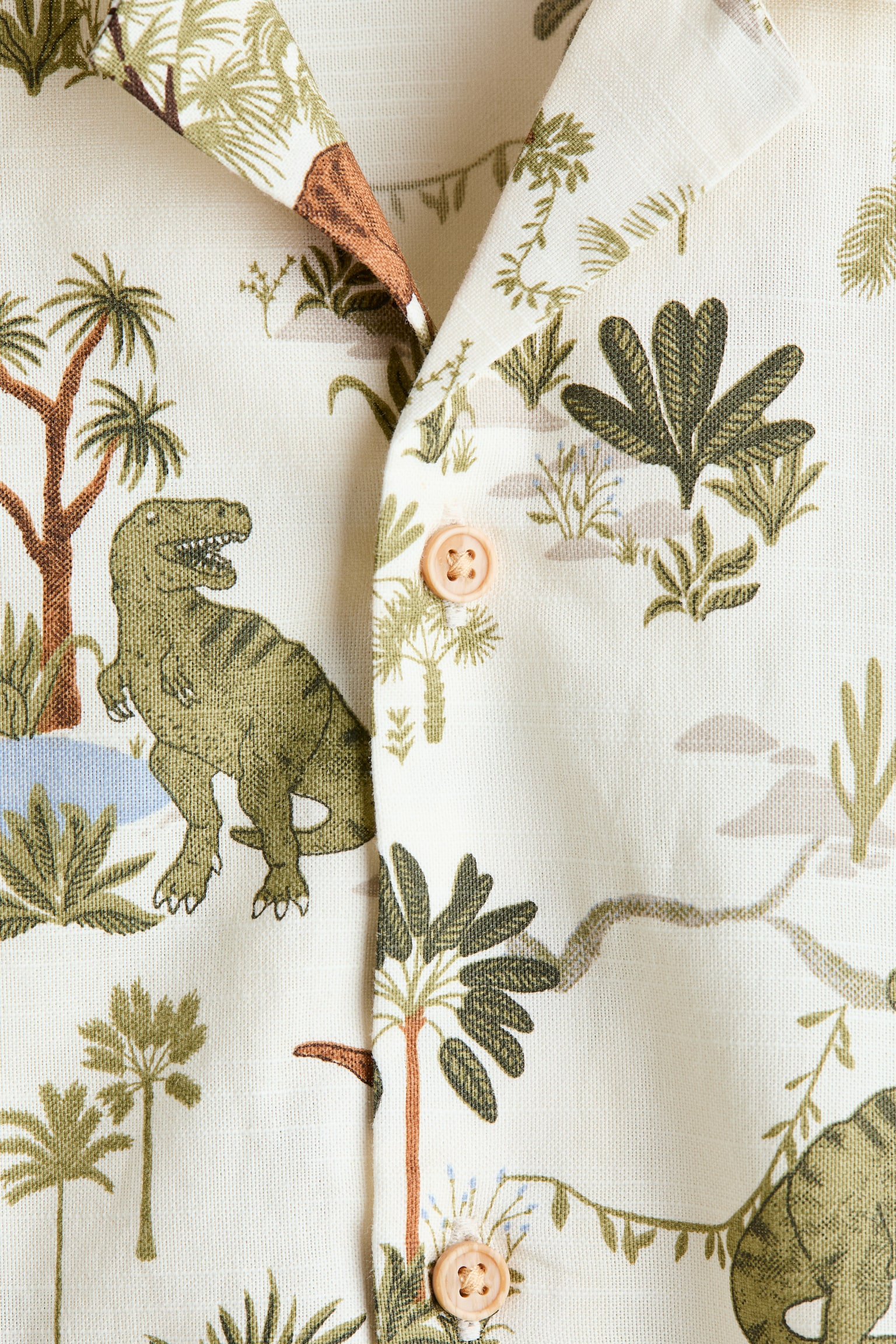 Patterned resort shirt - Cream/Dinosaurs - 3