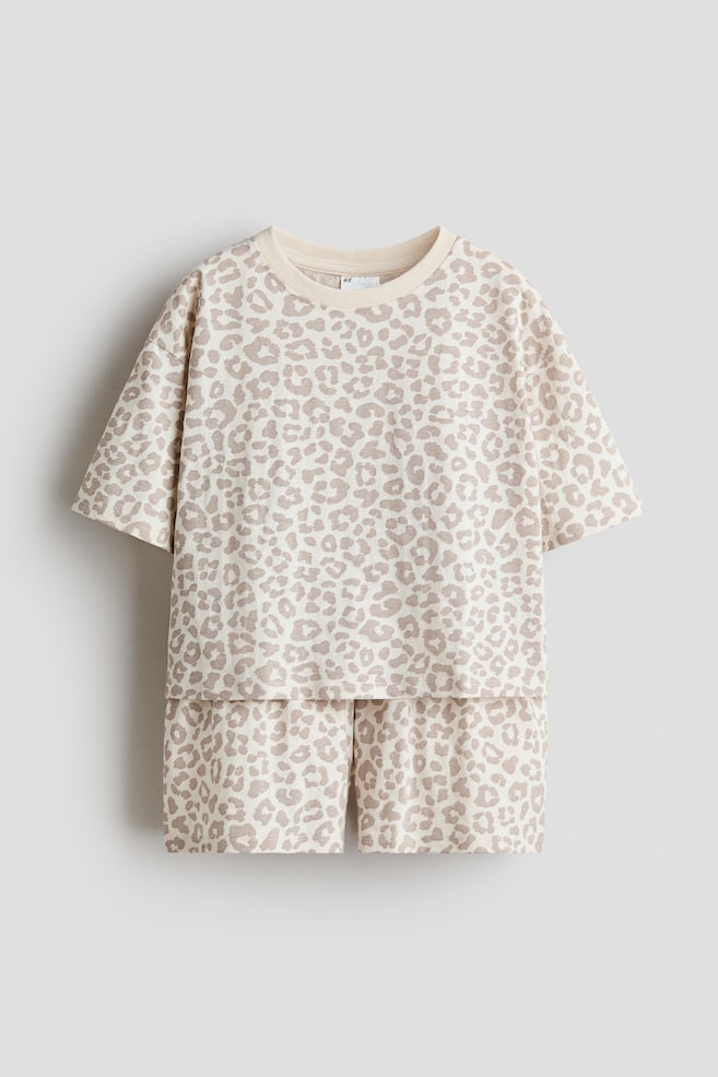 Pijama em algodão - Bege claro/Padrão leopardo/Rosa escuro/Sunday/Cinzento claro mesclado/Laços/Castanho/Bonne nuit/Branco/Paris/Azul pó escuro/Estrelas - 1