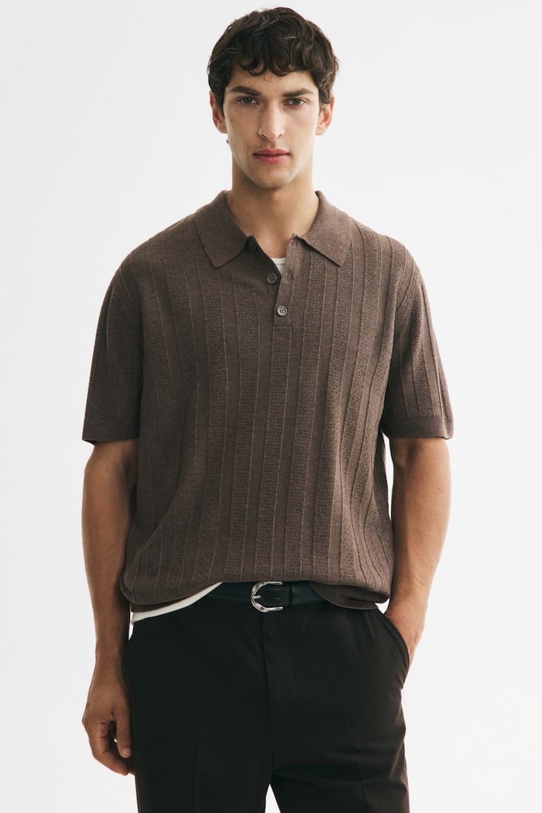 Polo majica od reljefnog pletiva Regular Fit