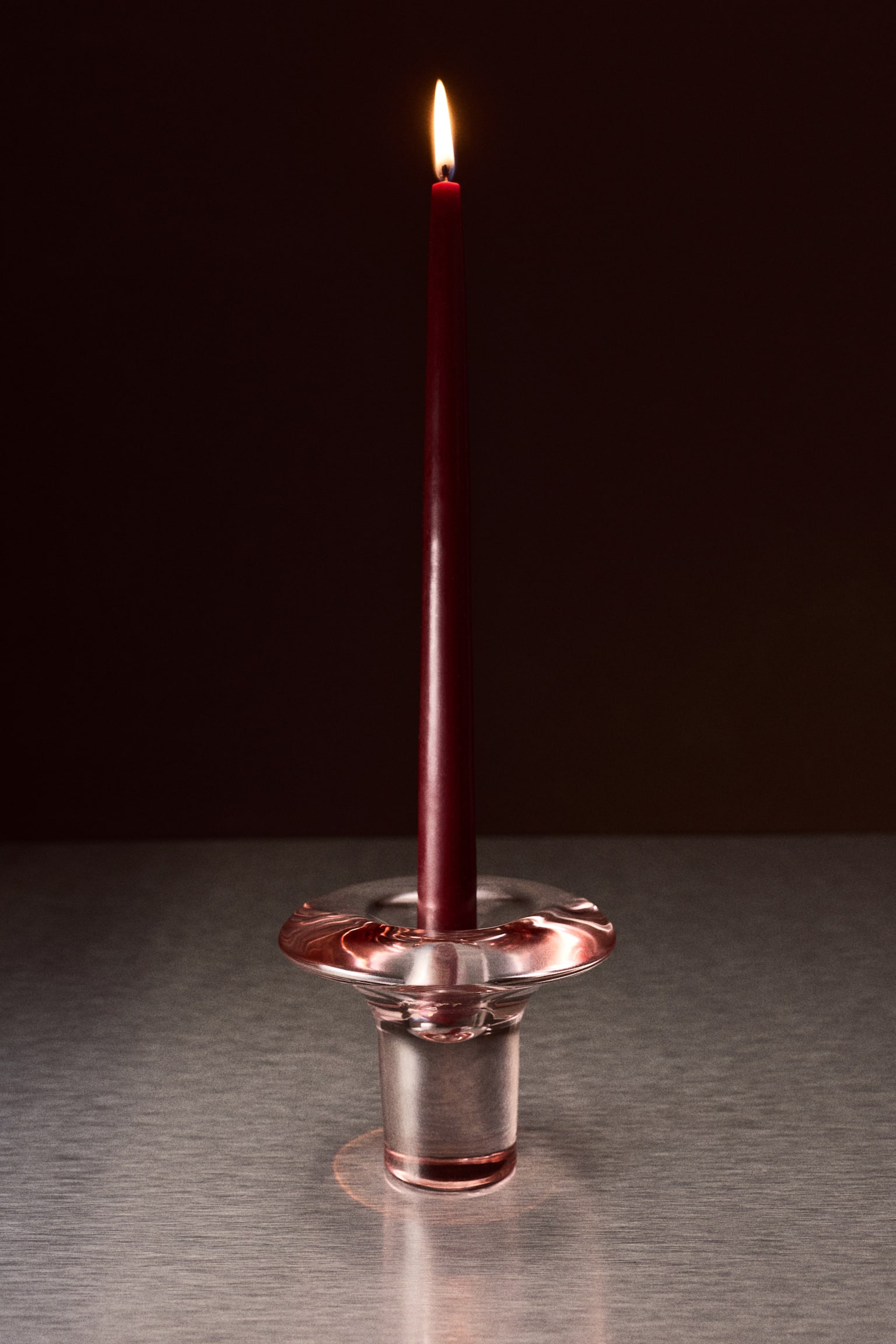 Portacandele alto in vetro - Rosa/Trasparente - 2