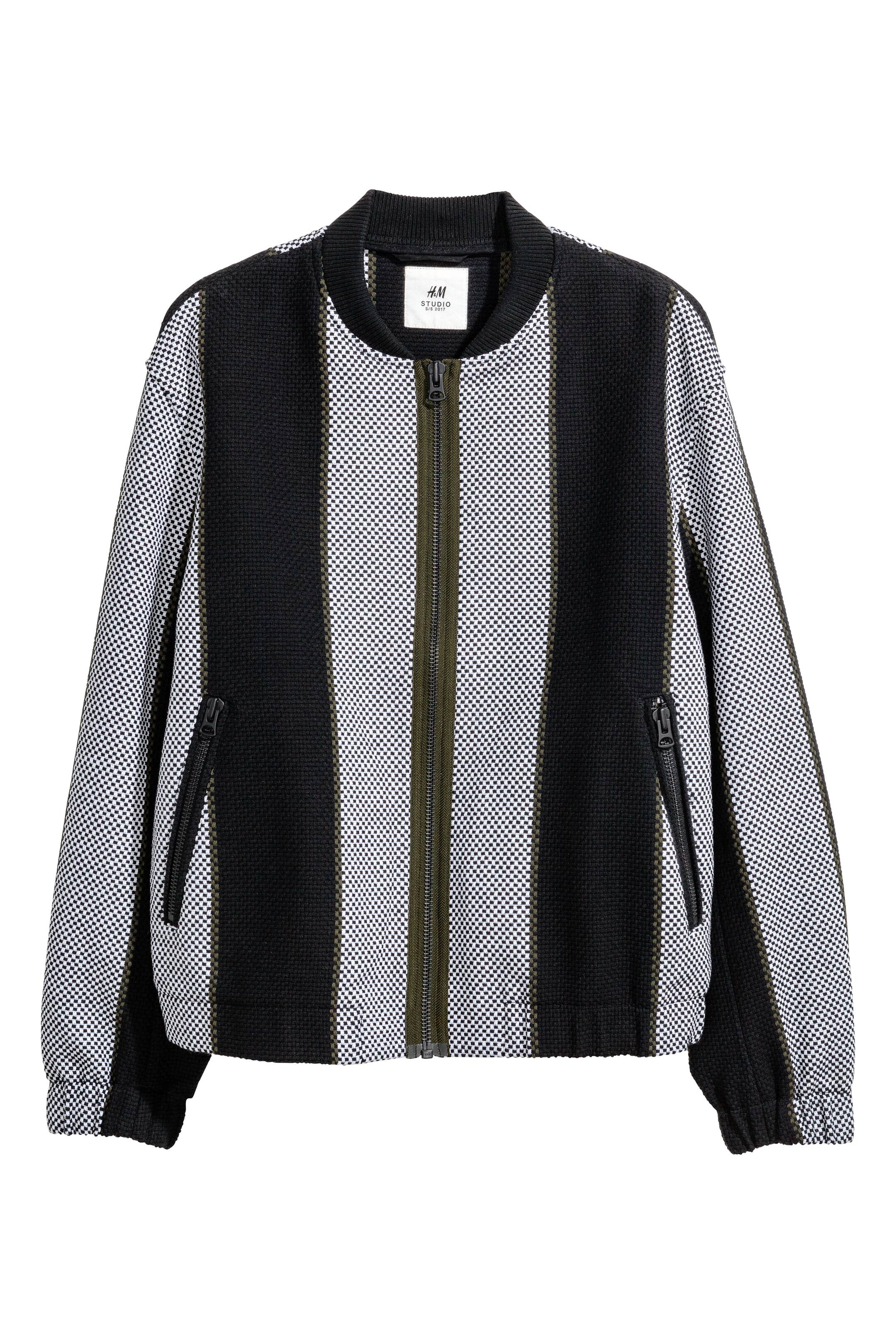 Agrandir l'image: Veste en tissu jacquard - Noir/rayé - HOMME | H&M FR 1